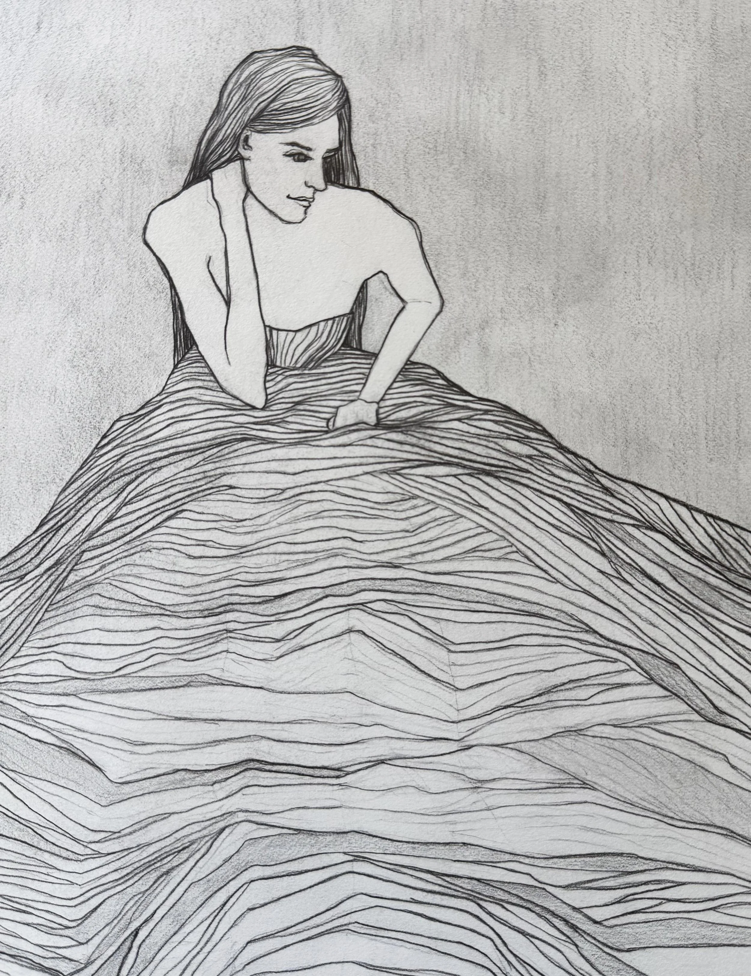 Linear Layers (8”x10 ½”) Graphite on Paper 