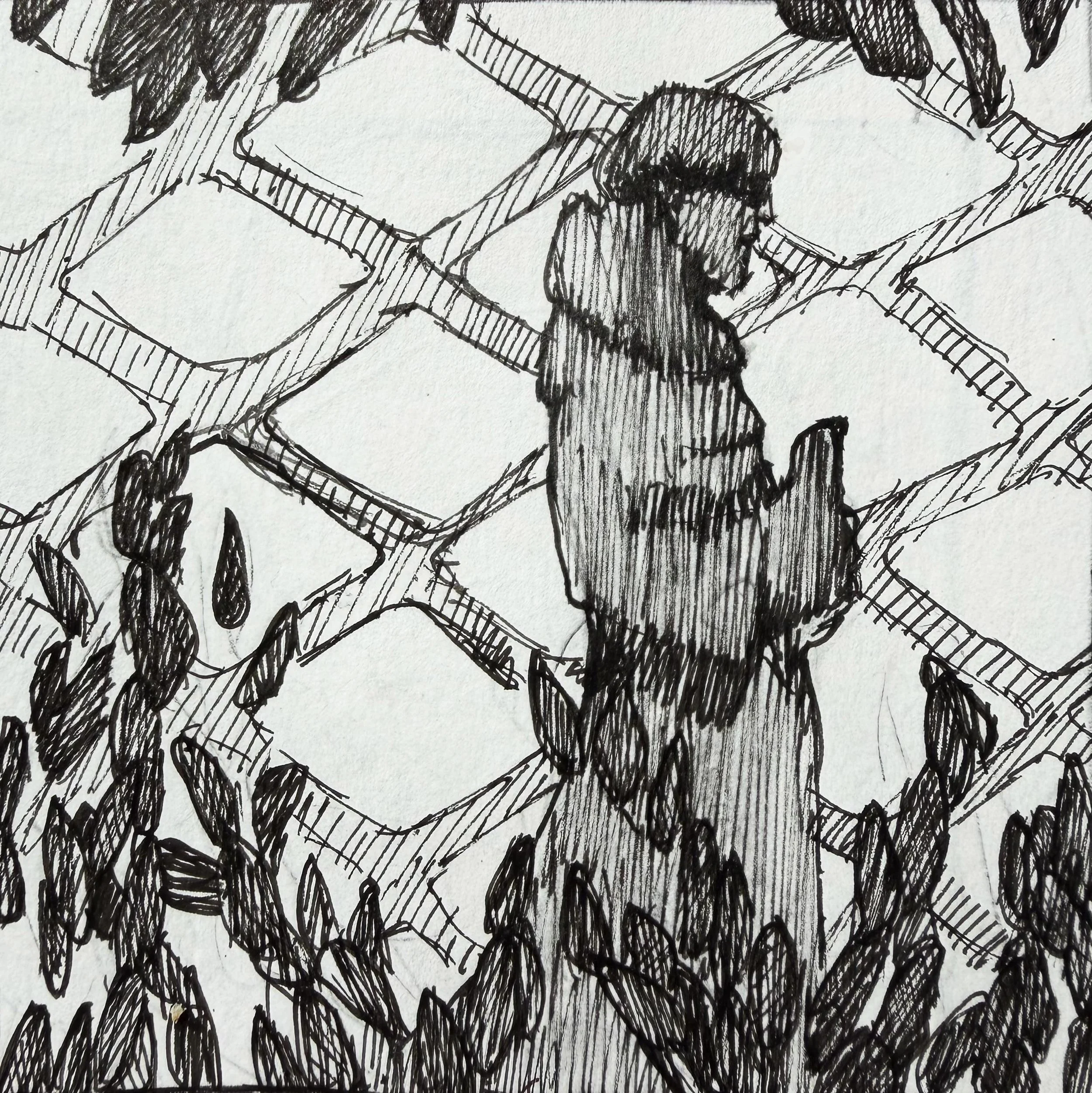 Garden Prophecy (3 ¾ “x 3 ¾”) Ink on Paper 