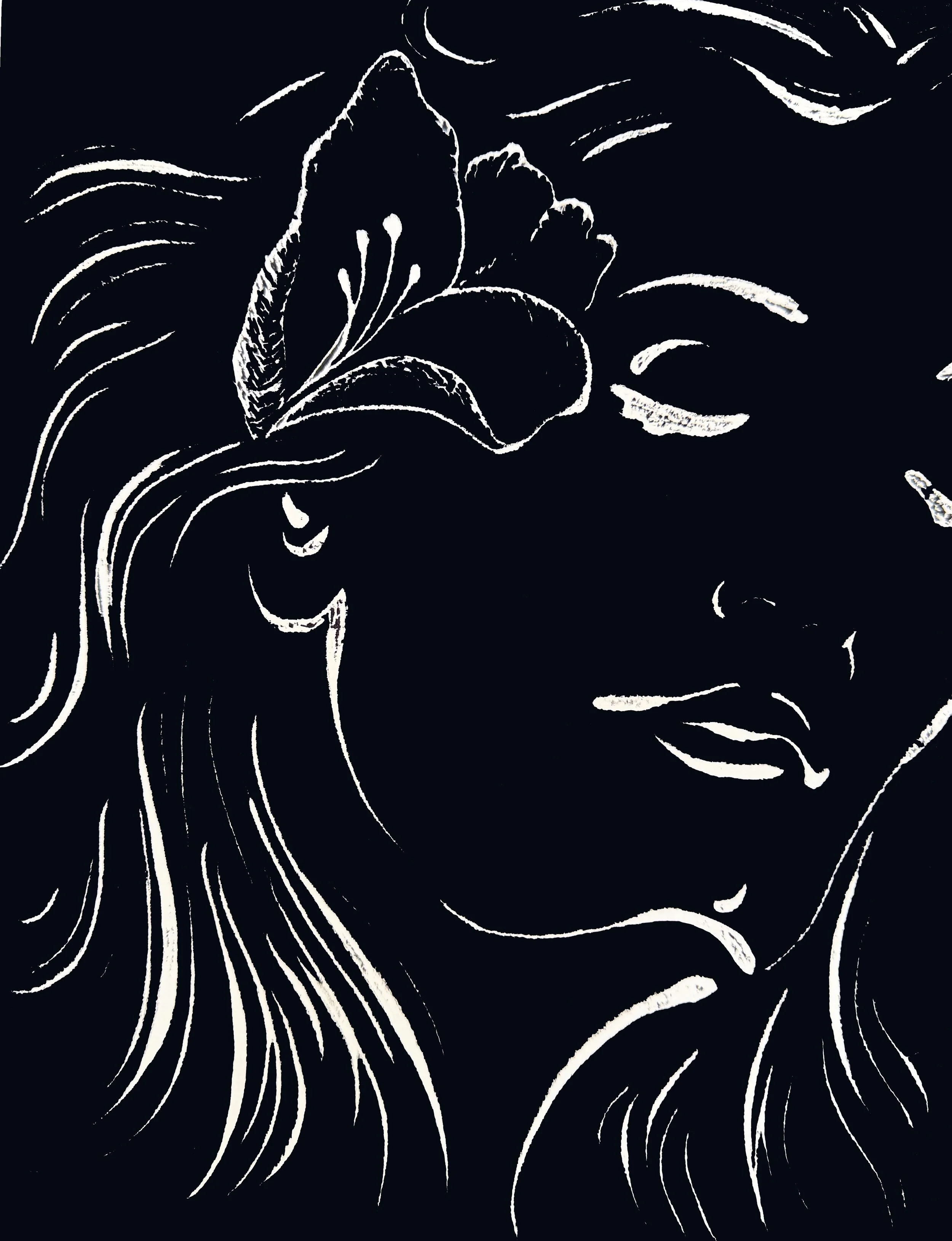 Dreaming Joni (8 7/8"x 11 5/8") Scratchboard