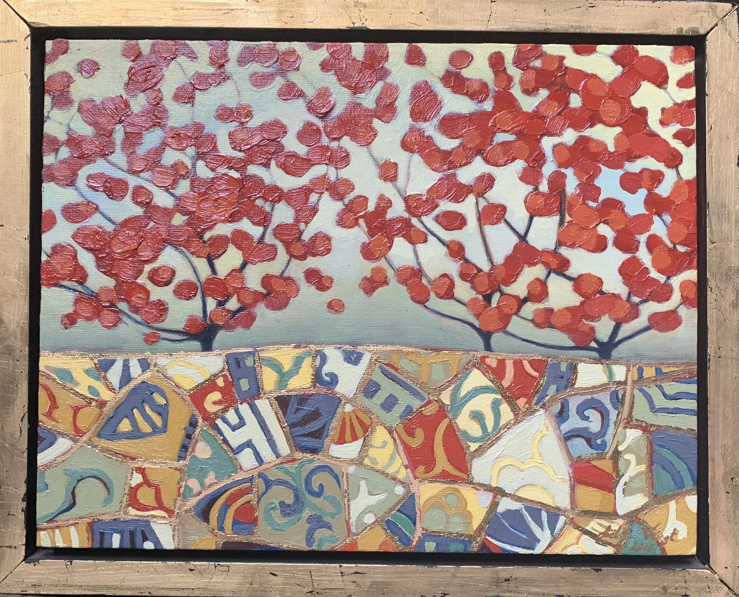 Tesserae Landscape (14" x 11") Oil on Canvas with Gold Leaf NFS