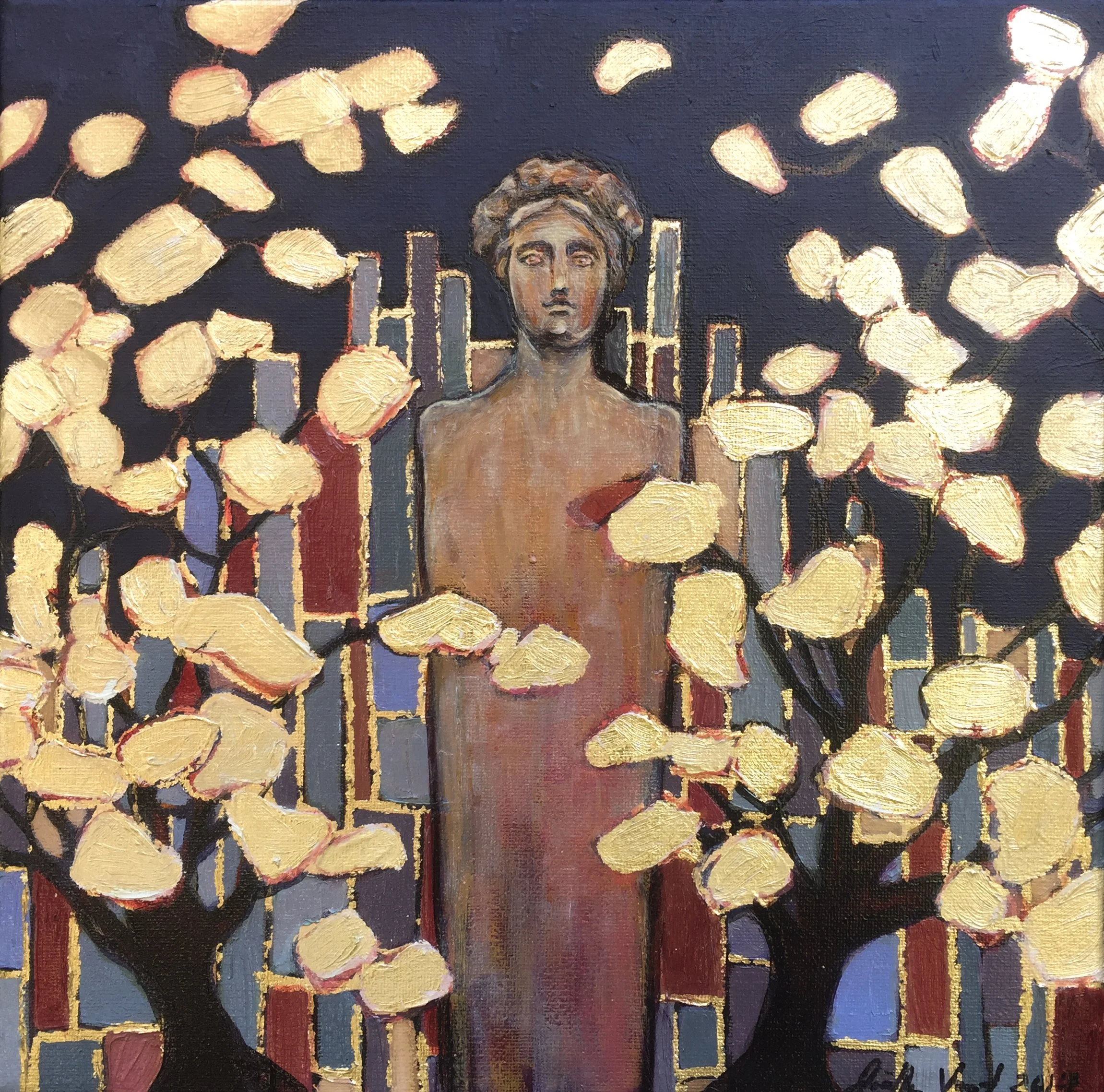 Kratos (12" x 12") Oil on Canvas with Gold Leaf NFS