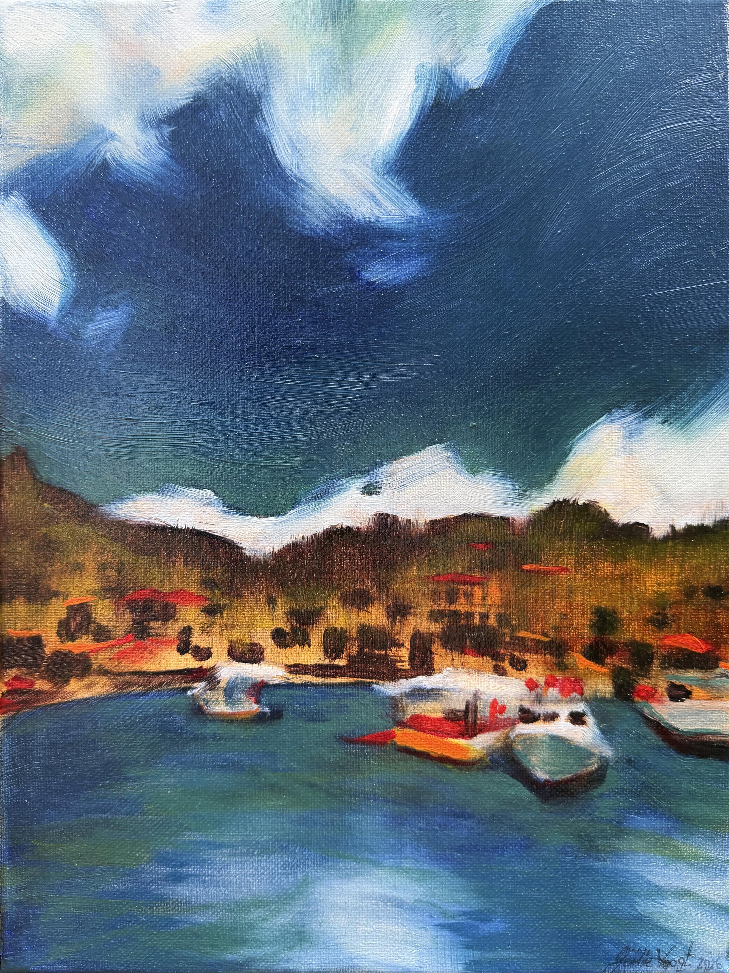 View from the Boat in Grenada (9" x 12") Oil on Canvas