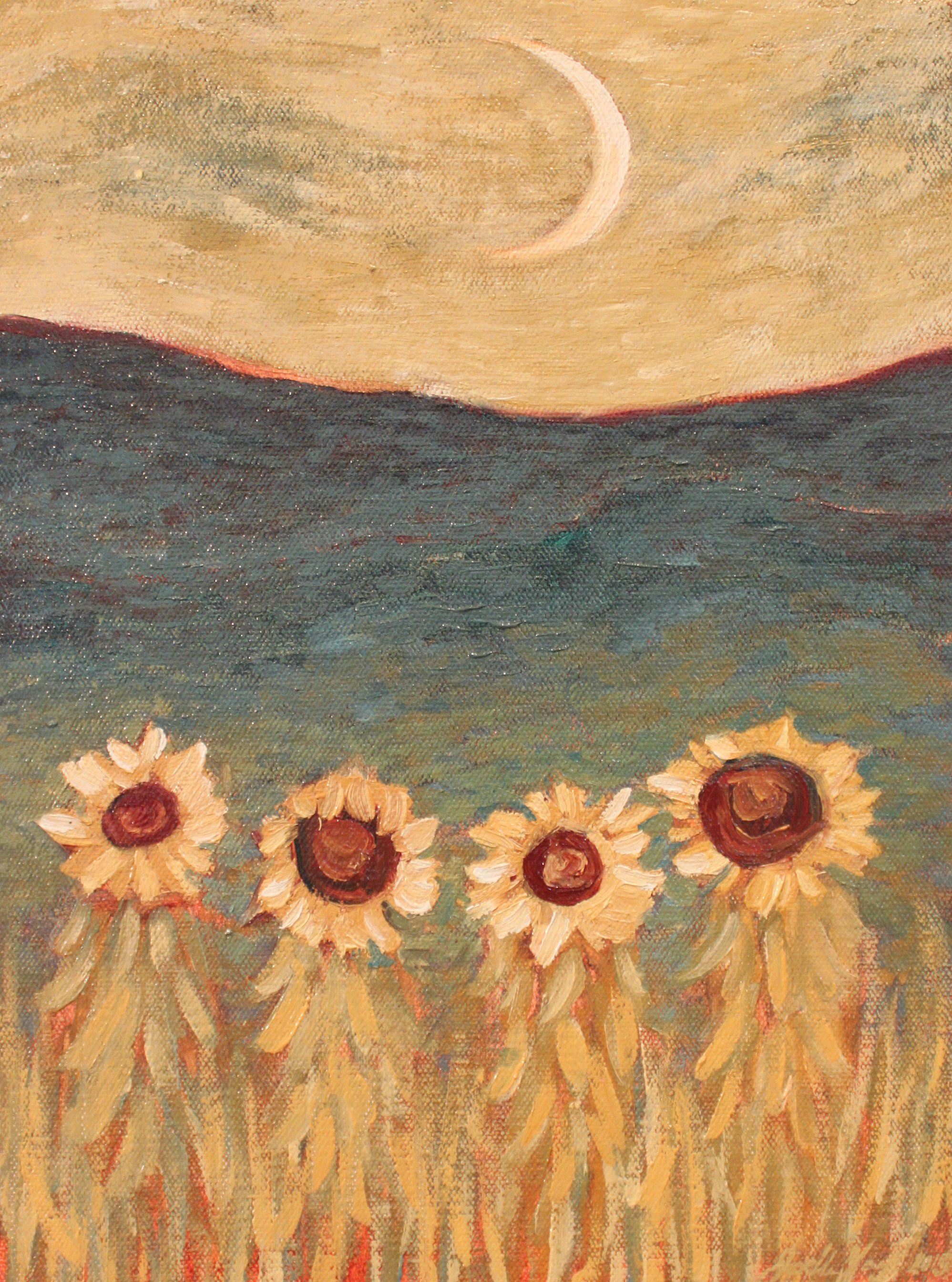 Nocturnal Sunflowers (9" x 12") Oil on Canvas