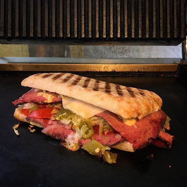 One of our specials last week was a pastrami panini with house made sauerkraut. This one had green chile added to make a really good Father&rsquo;s Day lunch. 😋 Pretty darn delicious! BTW: our hours are now 8-3 Wednesday-Sunday 😁