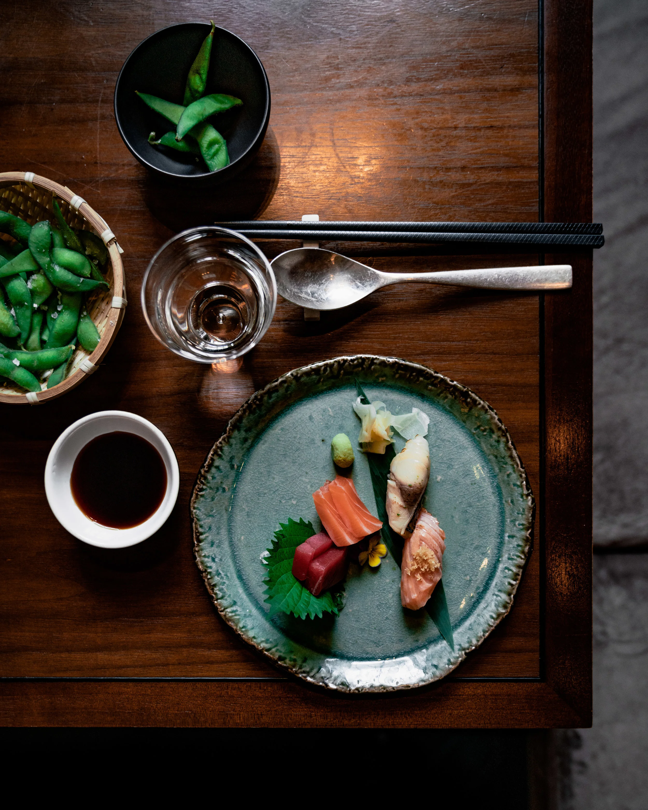 Selection of sashimi and nigiri