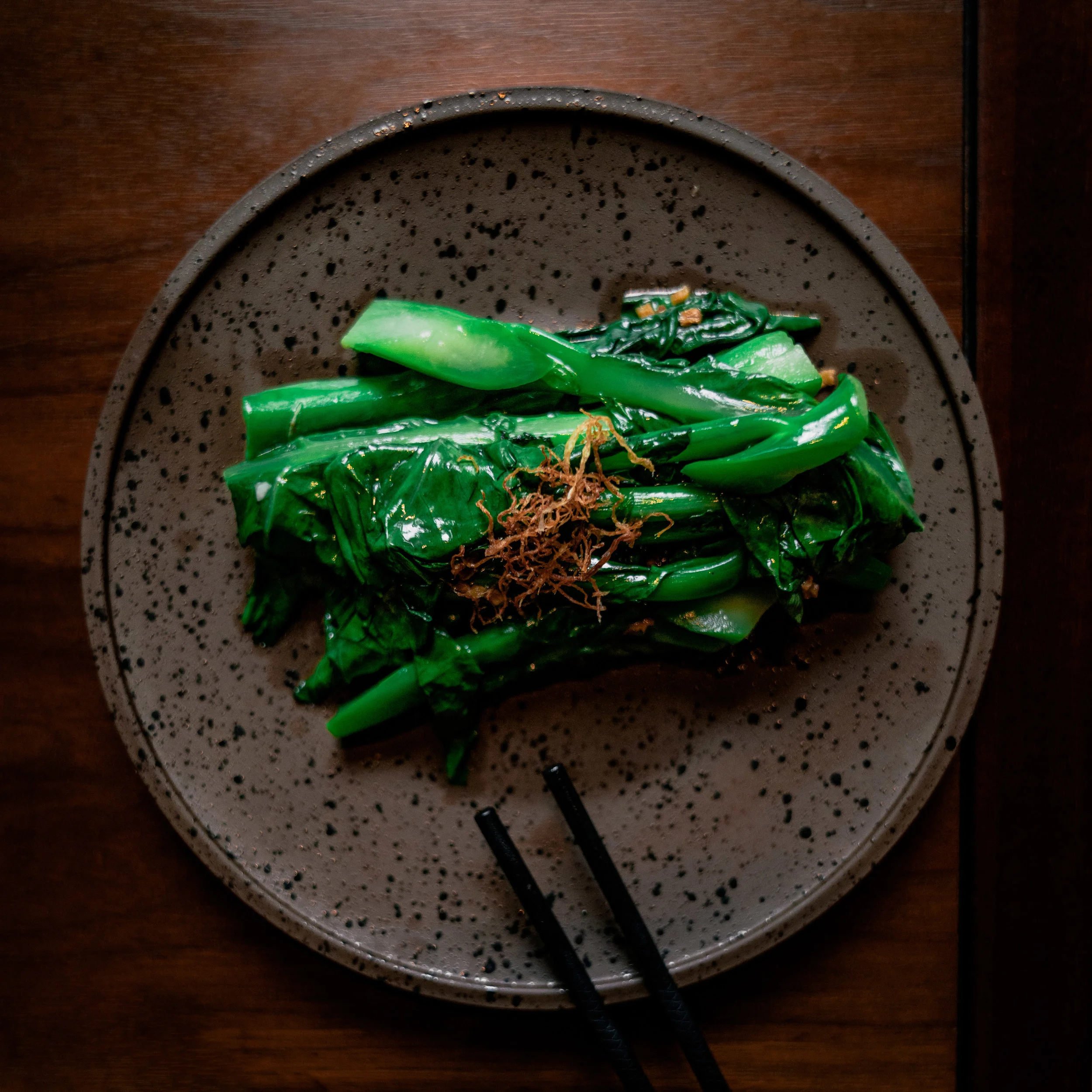Stir fried Chinese seasonal vegetable with ginger