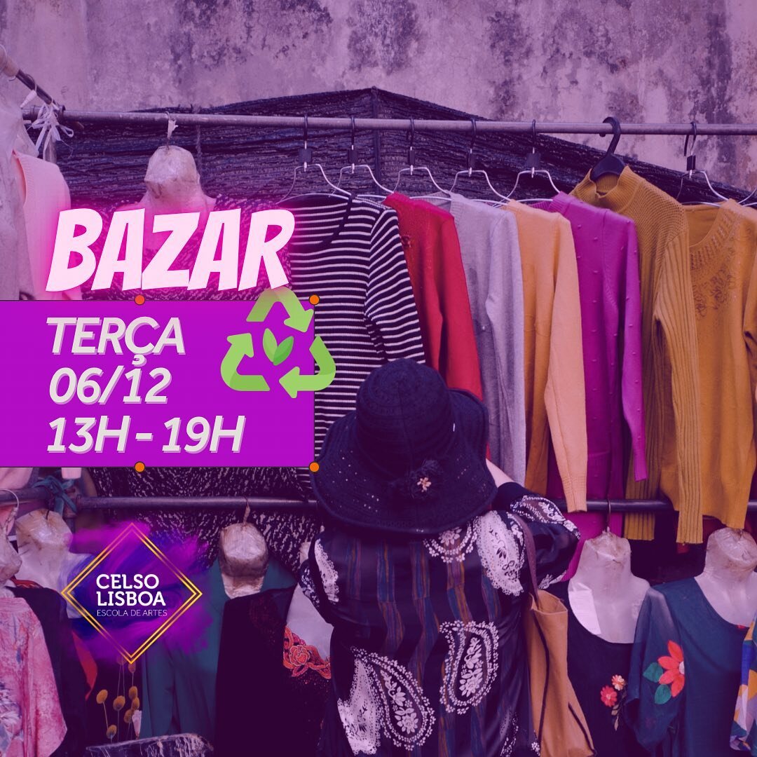 &Eacute; queima total! Nosso bazar de artes volta essa ter&ccedil;a, com pe&ccedil;as que v&atilde;o a partir de R$1,00.

A partir das 13h te esperamos no p&aacute;tio principal da @celsolisboarj 🛍️

Compartilha com os amigos e vem fazer a moda circ