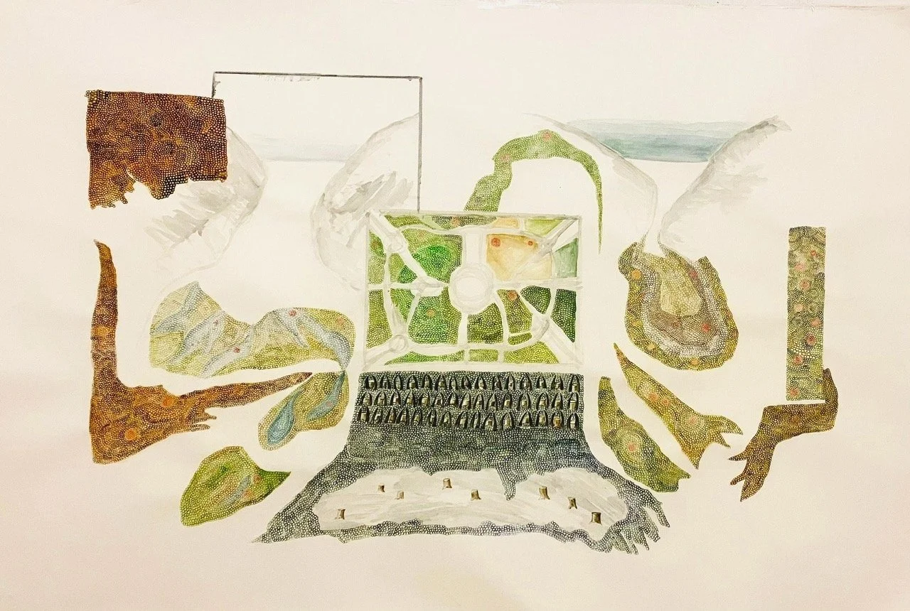 Vestiges (Map) 36.5” x 58” Gouache on paper