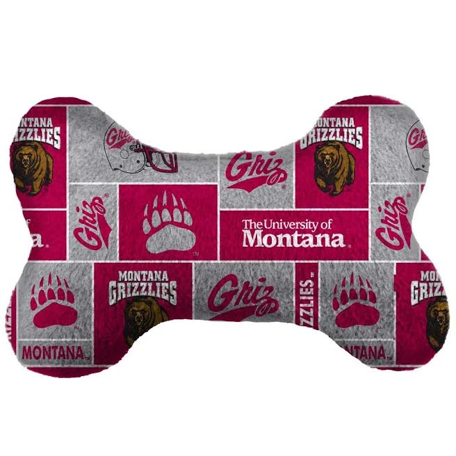 Let your dog dream about a Griz victory while resting their tired paws on a favorite bone shaped Griz pillow.