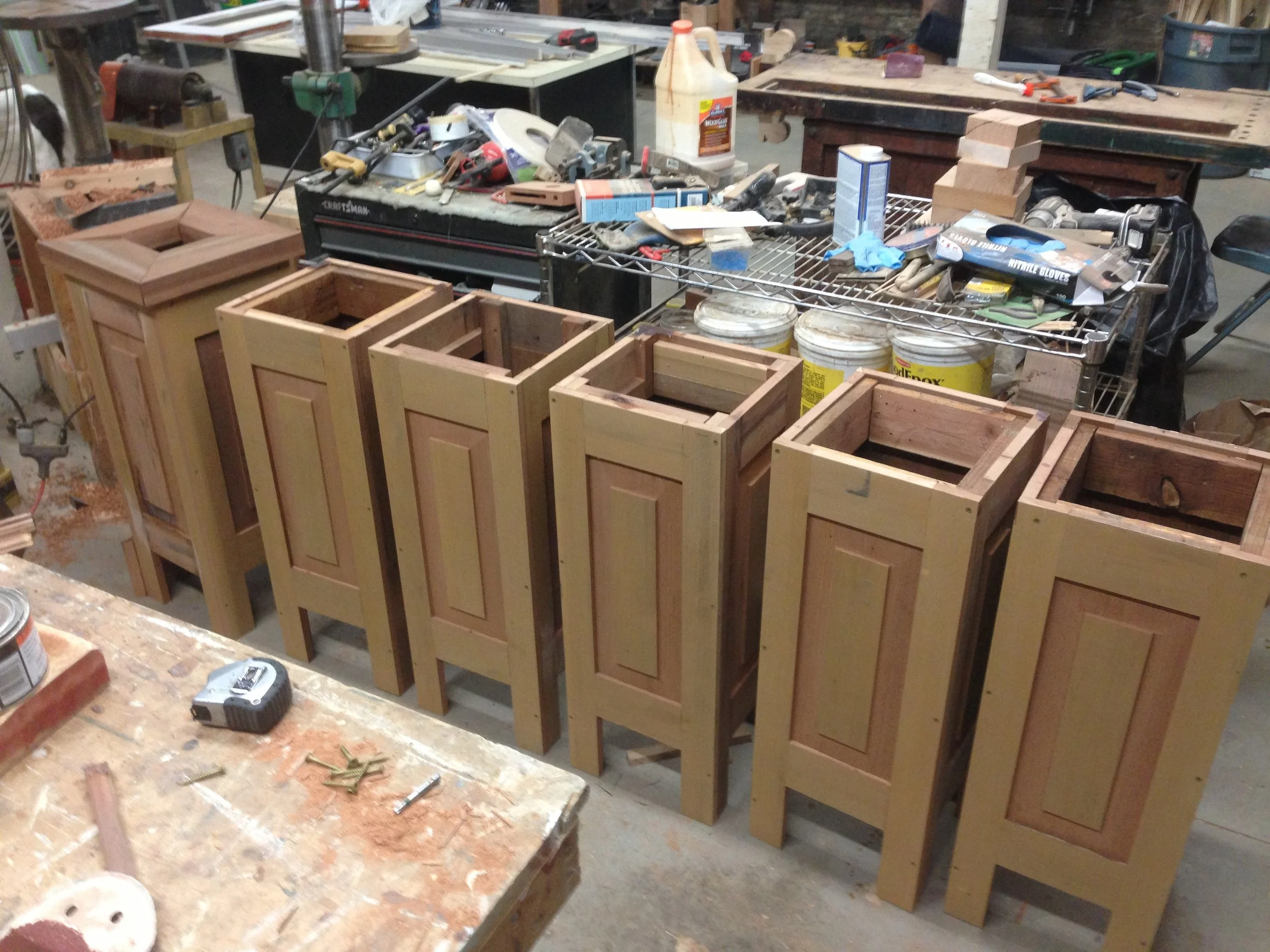 Column boxes from redwood