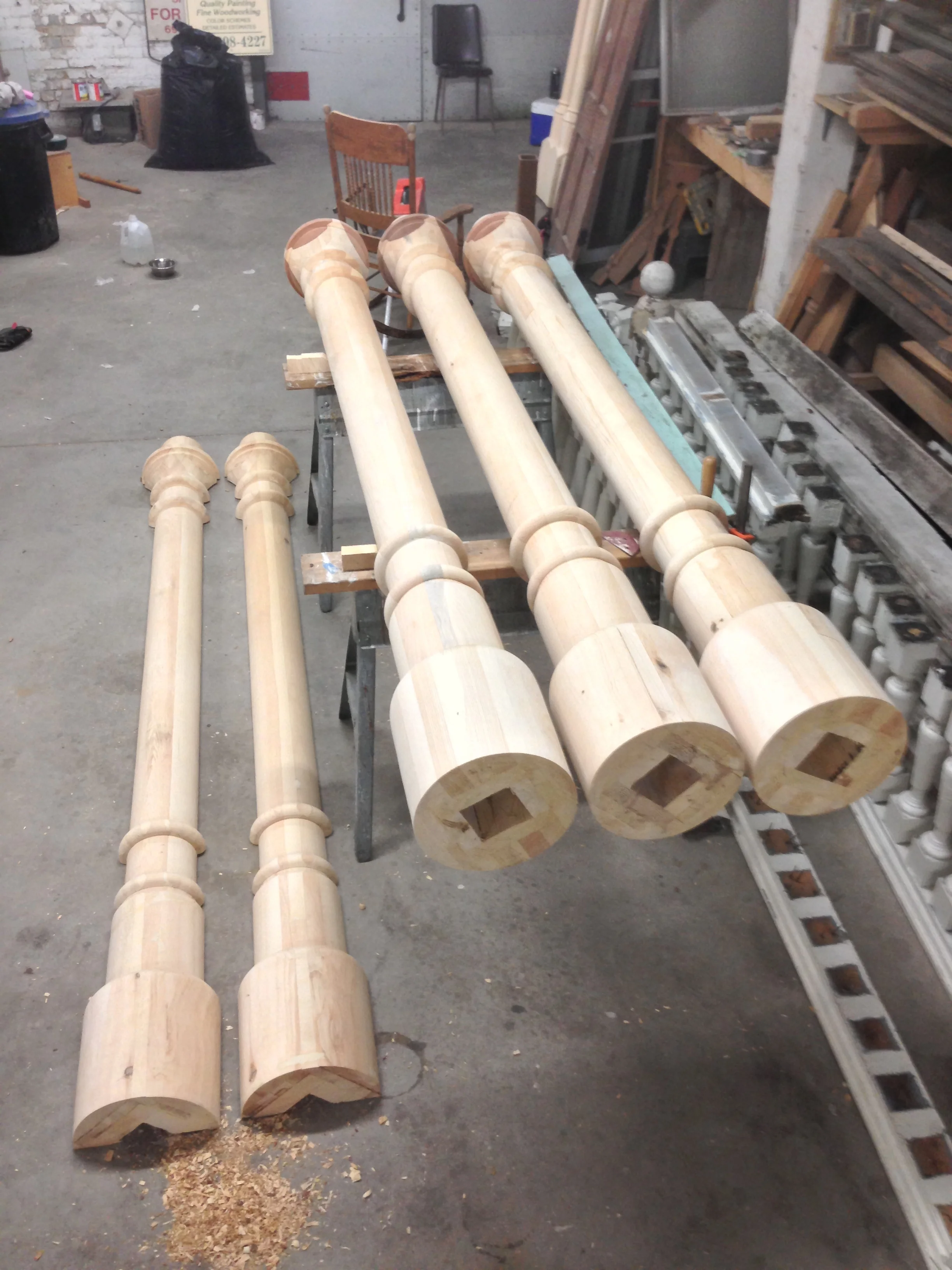 4 custom turned 11' posts