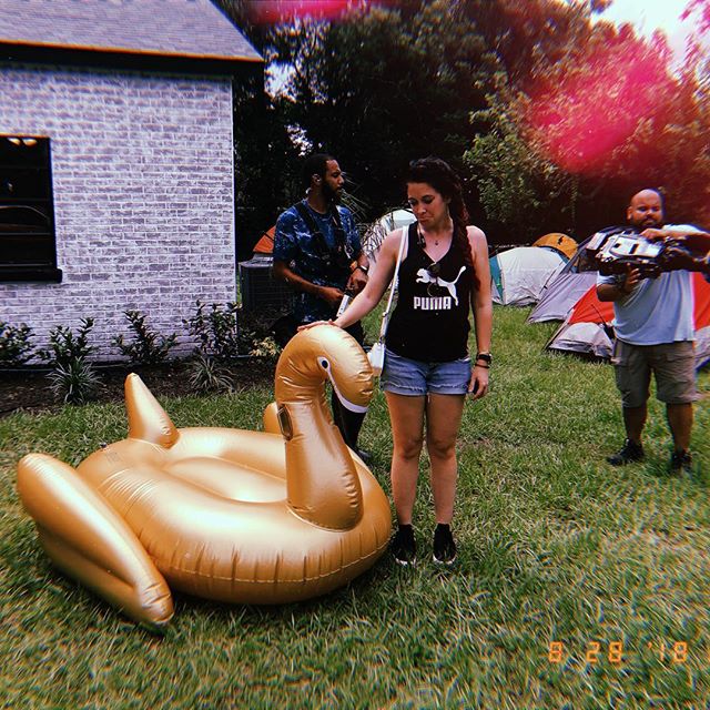 Prognosis: terminal air leak, i. e. &ldquo;somebody popped the swan&rdquo;. @ukatie is naturally in mourning. Life can be tough on the set of #zombiehouseflipping 🙀🙀🙀🏚🏚🏚☠️☠️☠️☠️ #househunting #homedesign #flipgamestrong #orlandoliving #realesta