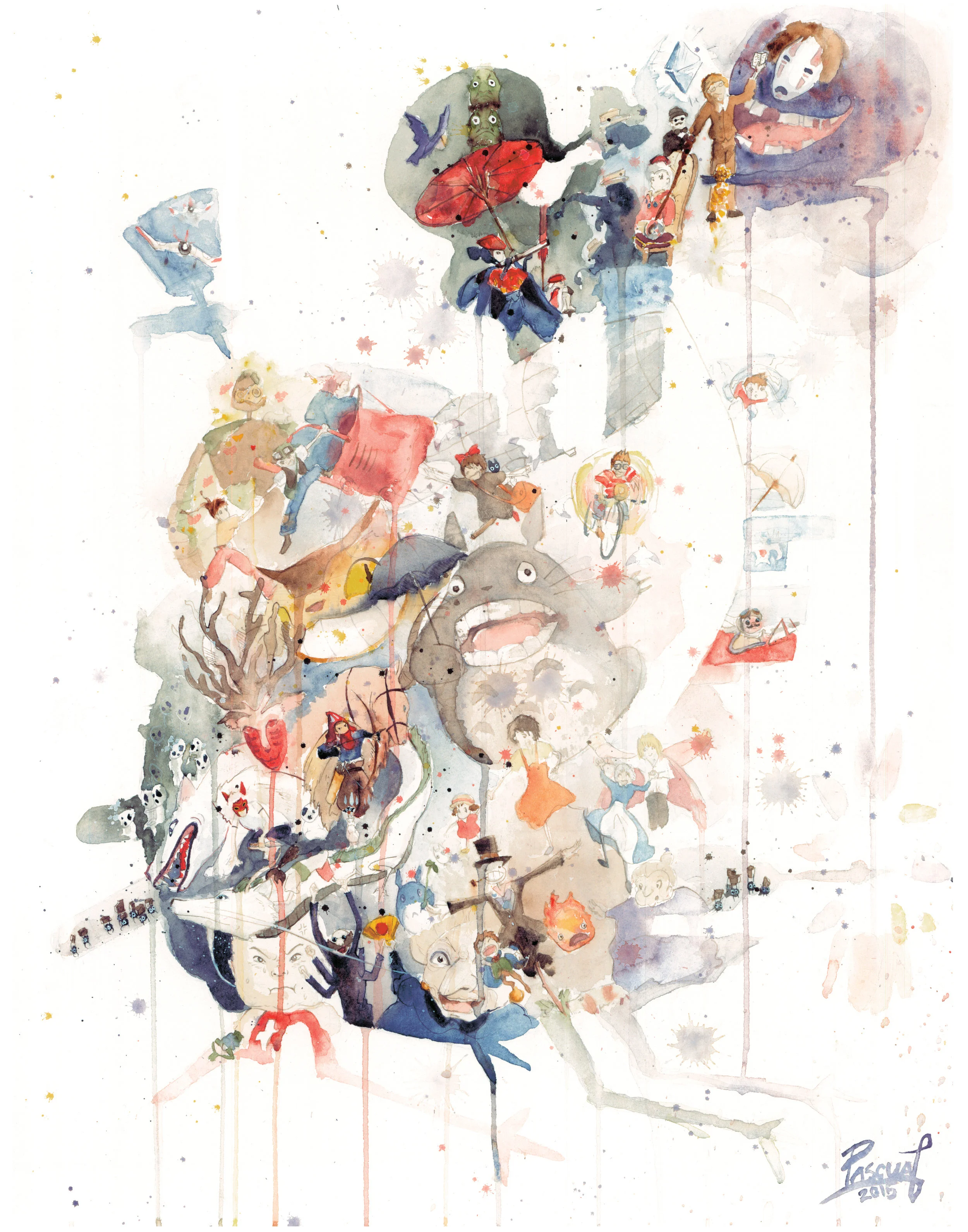Studio Ghibli watercolor art by Geoff Pascual