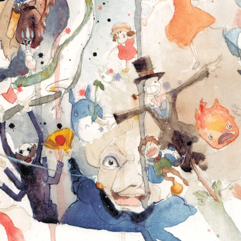 Calcifer art Howl's Moving Castle watercolor by Geoff Pascual