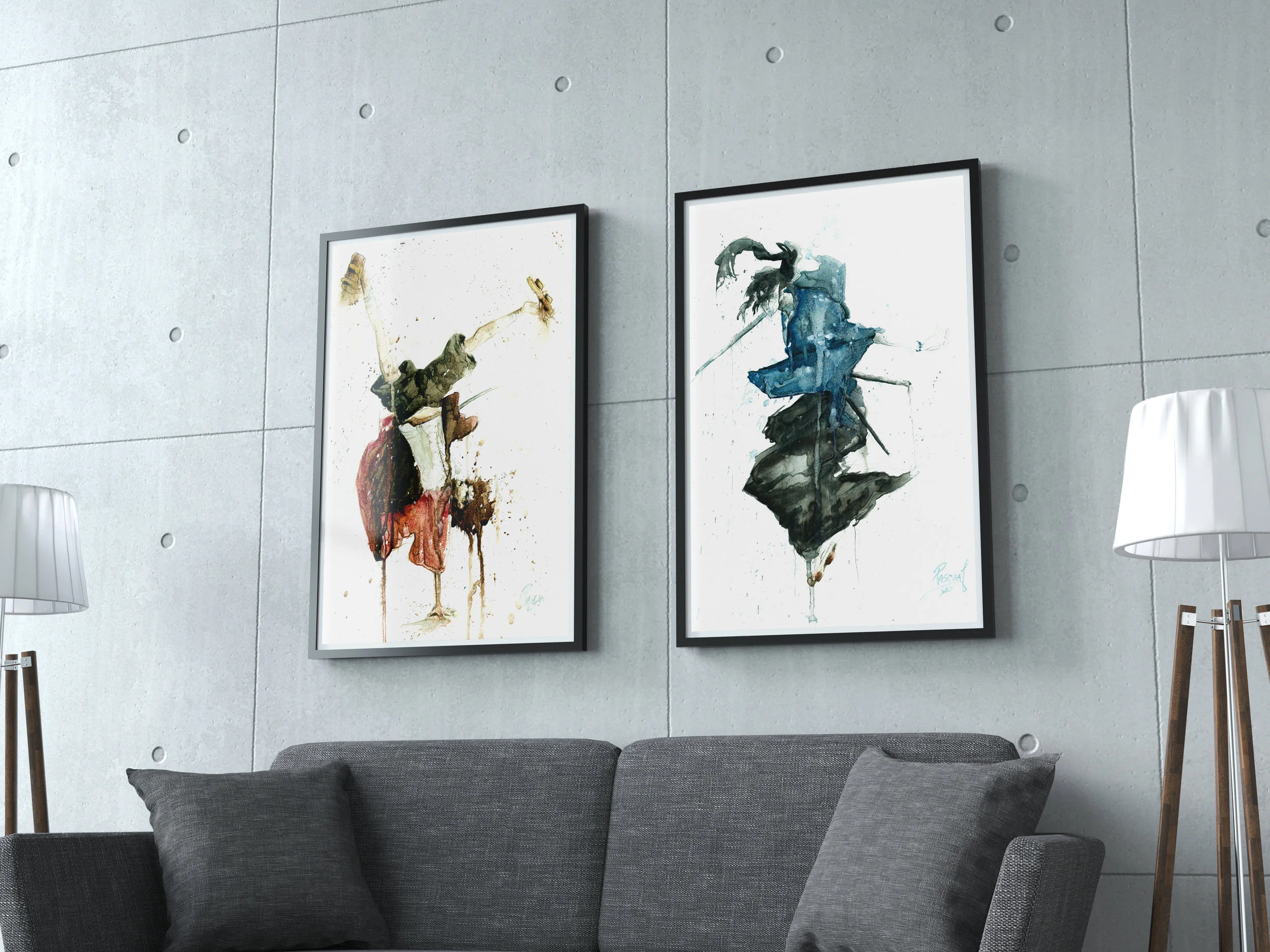 Jin-Samurai-Champloo-watercolor-by-geoff-pascual-wall-frame