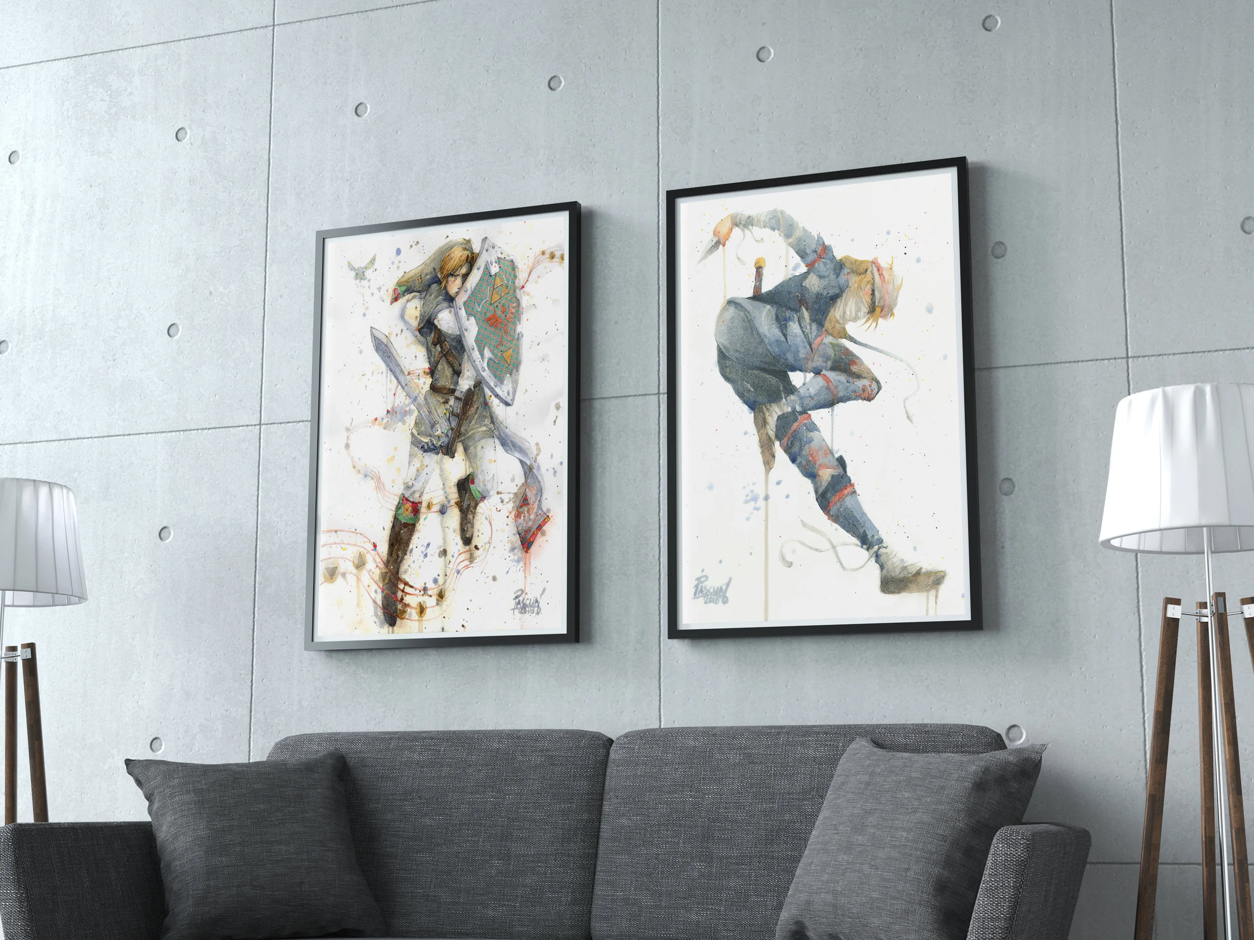 Sheik-Legend-of-Zelda-watercolor-by-geoff-pascual-wall-frame