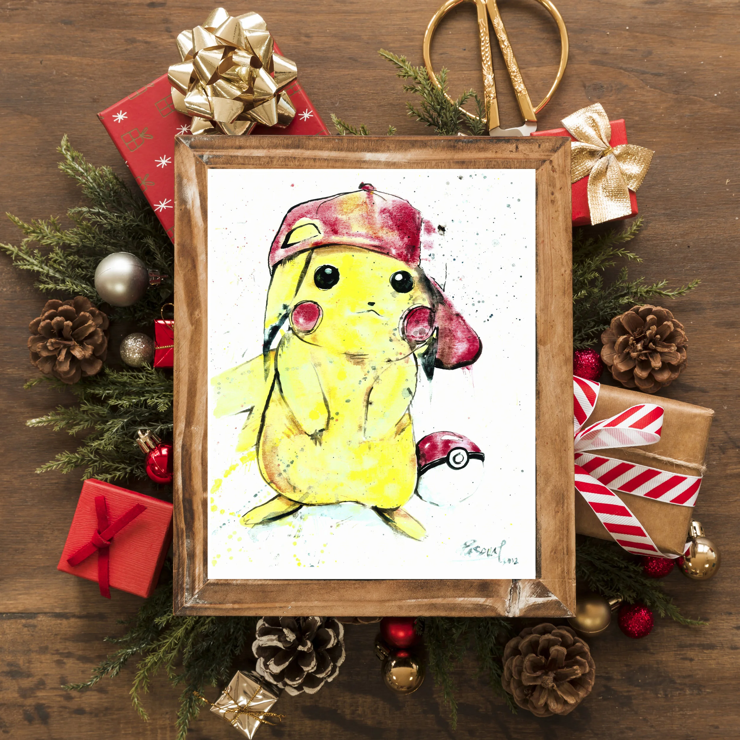 Watercolor Pikachu Print starting at $15 HERE . FUN FACT: This was one of Geoff’s oldest pieces that he painted in 2014, and is still a standing favorite!