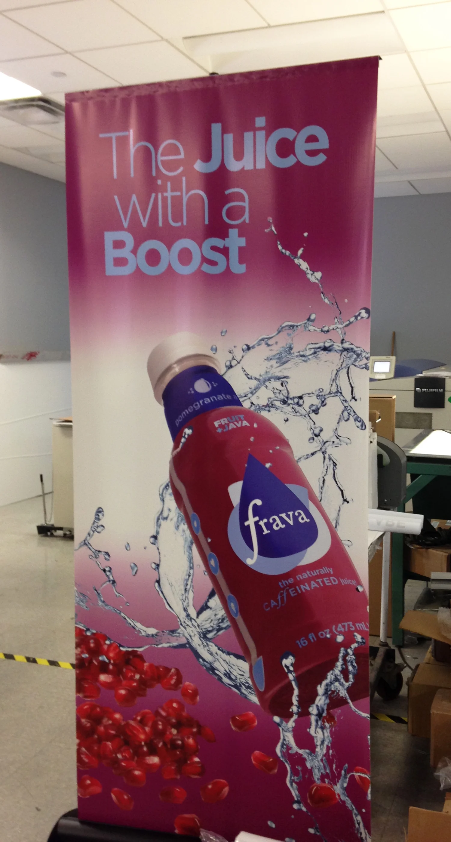 Frava banner on stand
