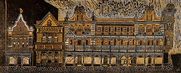 Carola Brotherton, Longmarket Street, 1969, linoprint