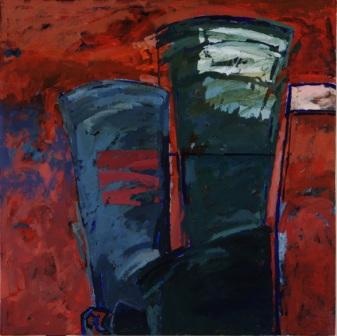 Terence King (b.1947) Windpump (second from a triptych) Acrylic on board