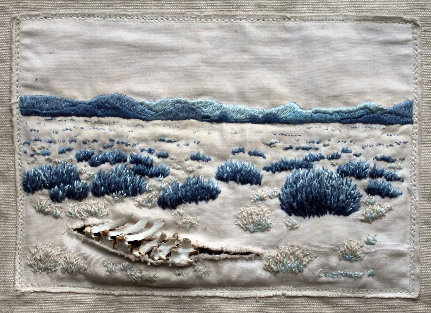 Corina Lemmer,  Riemvasmaak 2 , embroidery on cotton