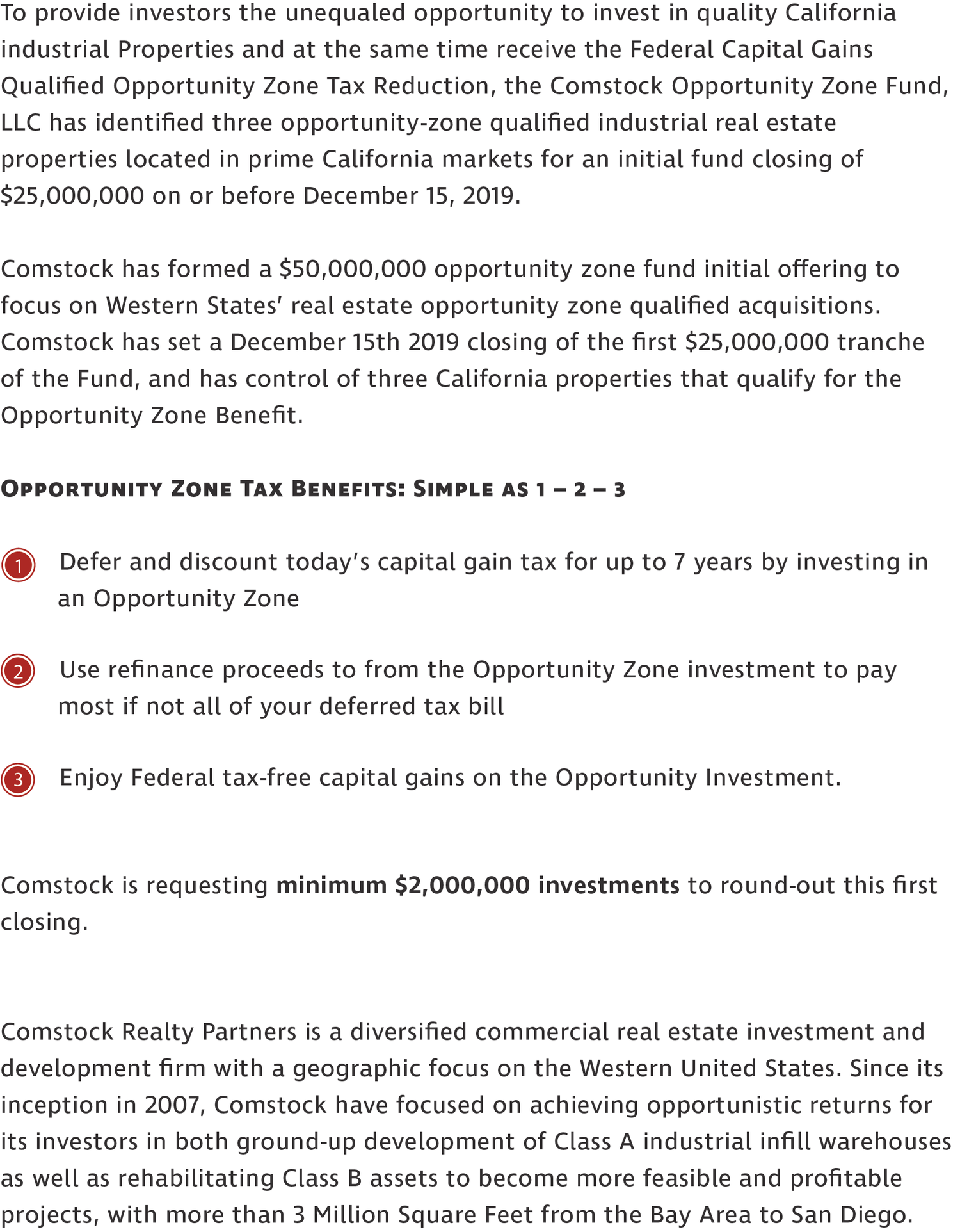 Opportunity Zones — Comstock Realty Partners