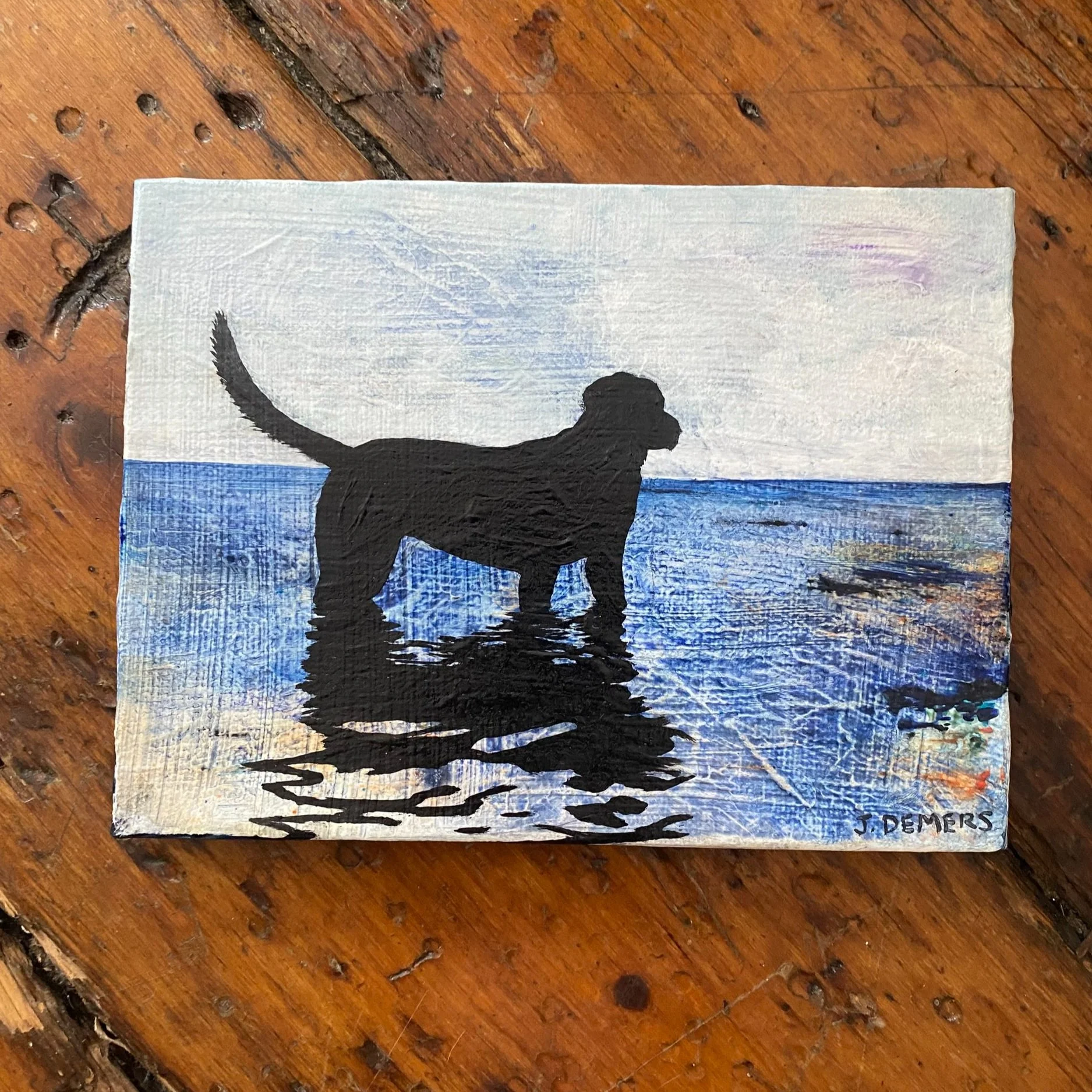 Water Dog, 6x8" Acrylic on Canvas