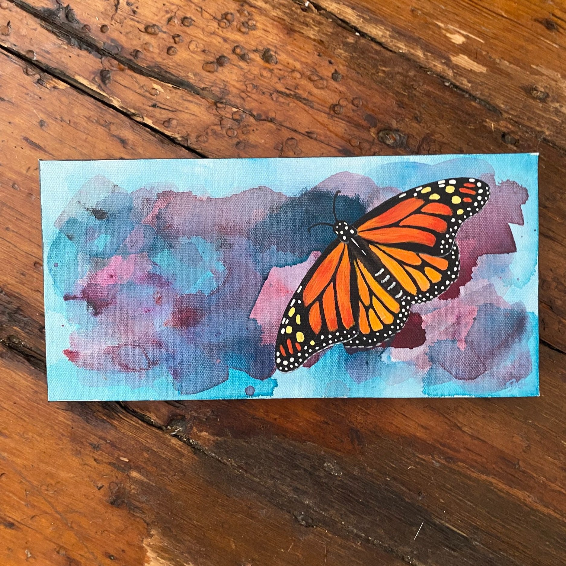 Monarch Painting, 6x12" Acrylic on Canvas