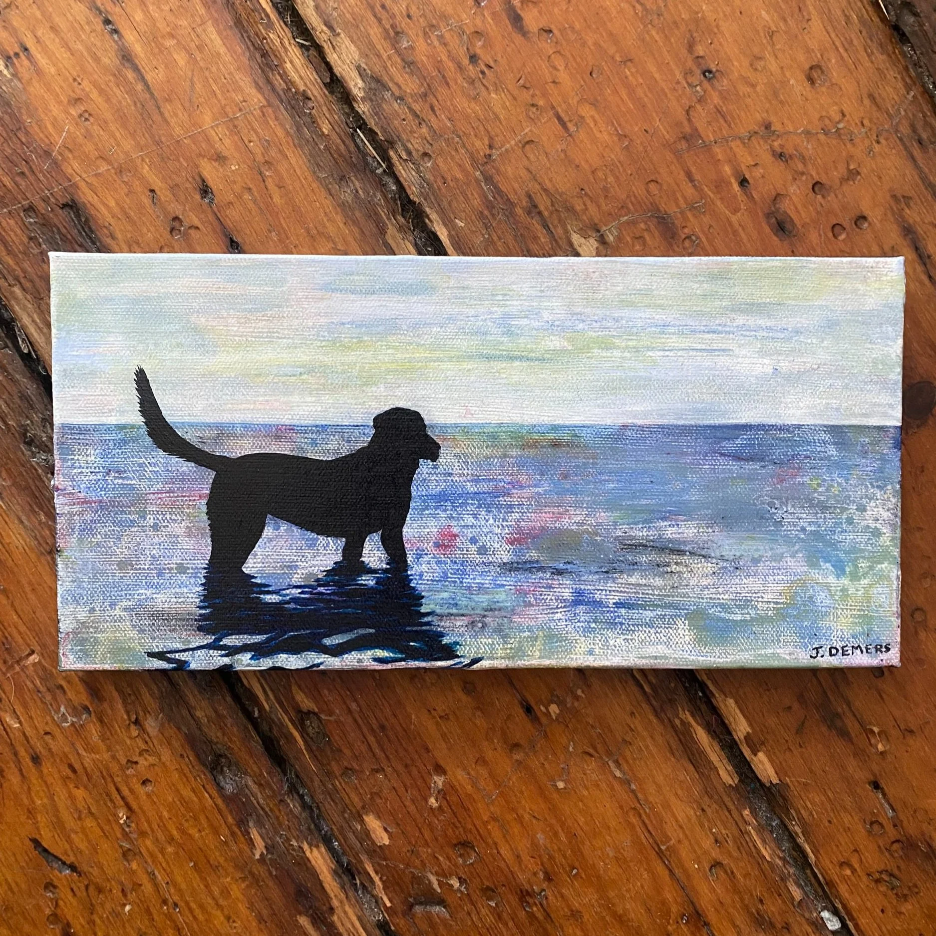 Water Dog, 6x12" Acrylic on Canvas
