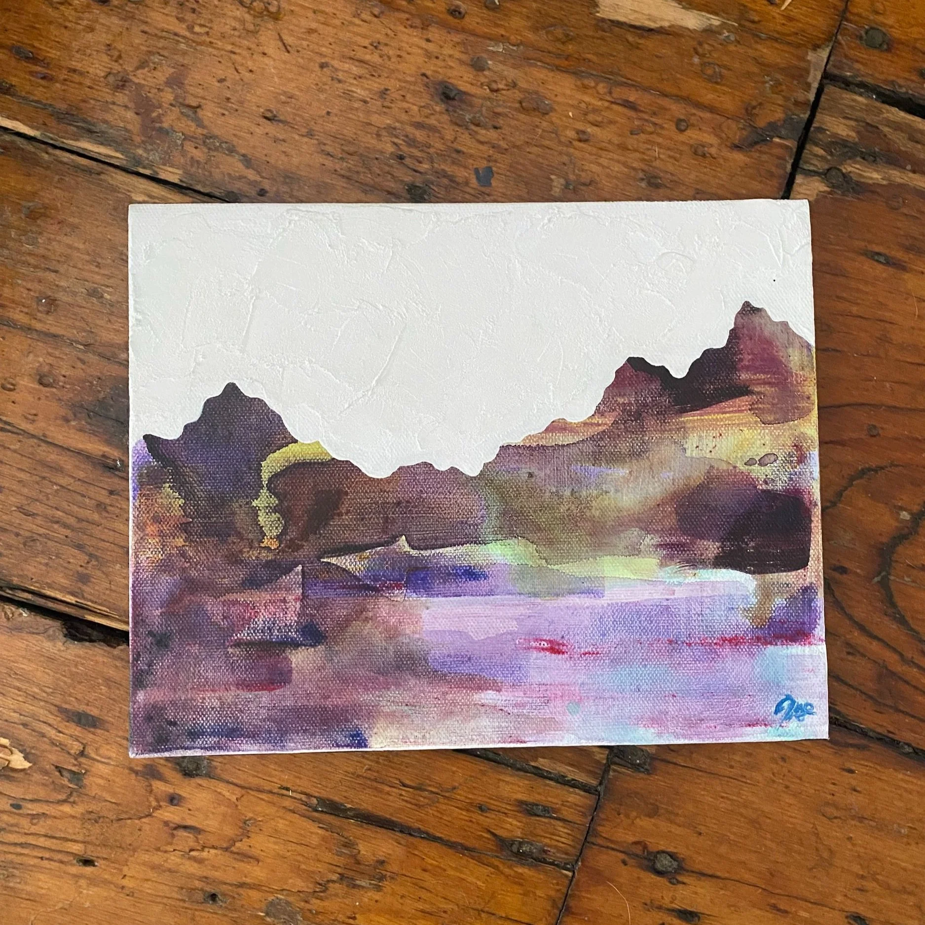 Abstract Mountain Painting, 8x10" Acrylic on Canvas