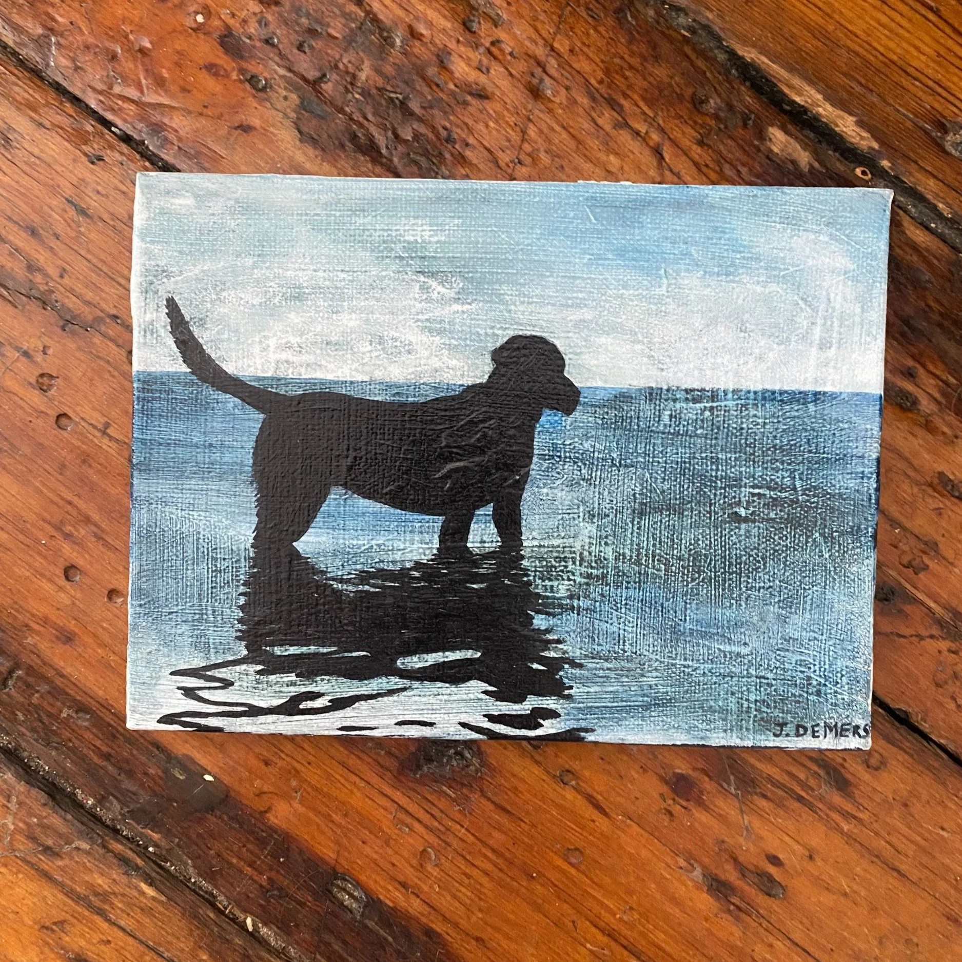 Water Dog, 6x8" Acrylic on Canvas