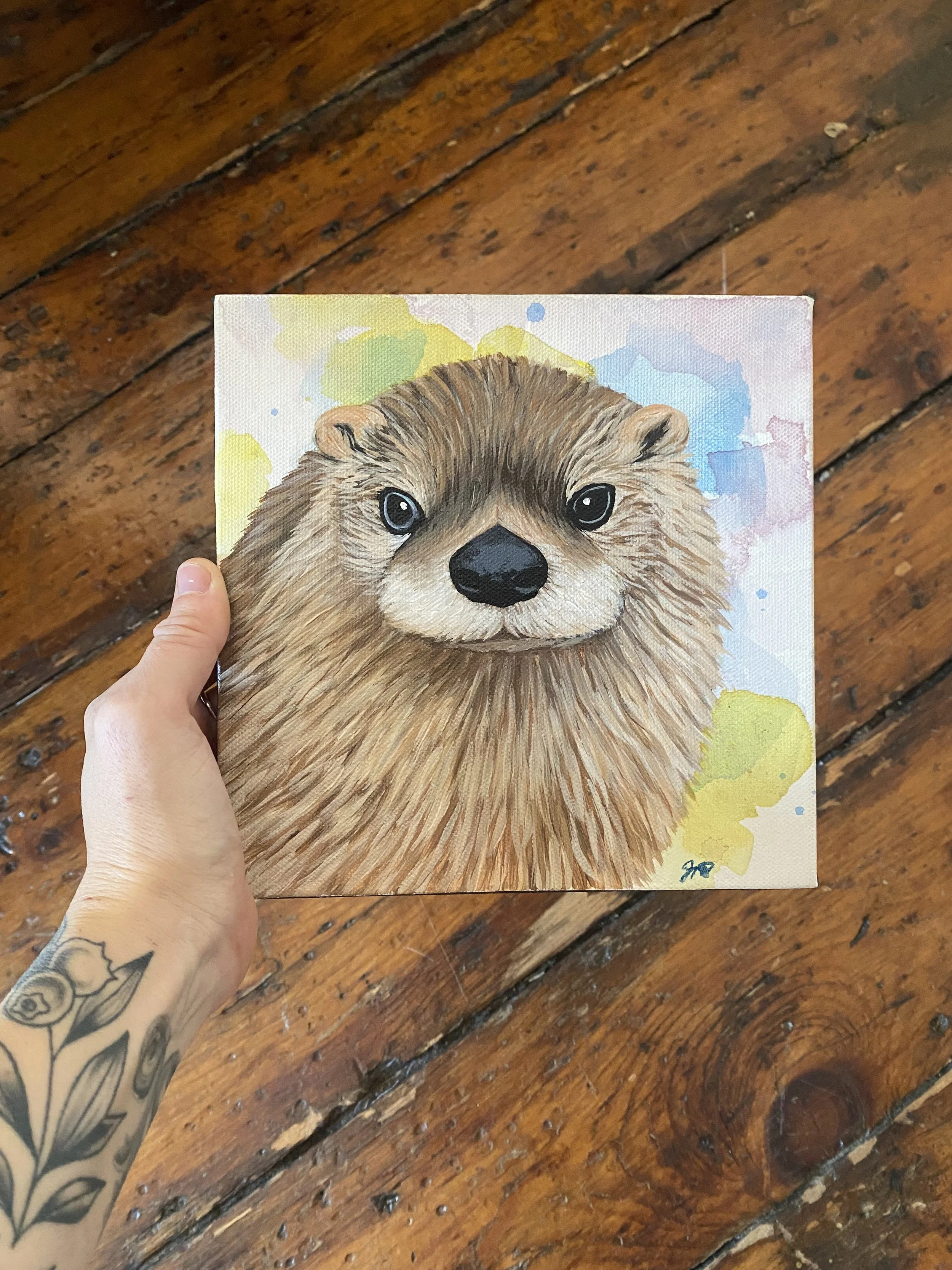 River Otter, 8x8" Acrylic on Canvas