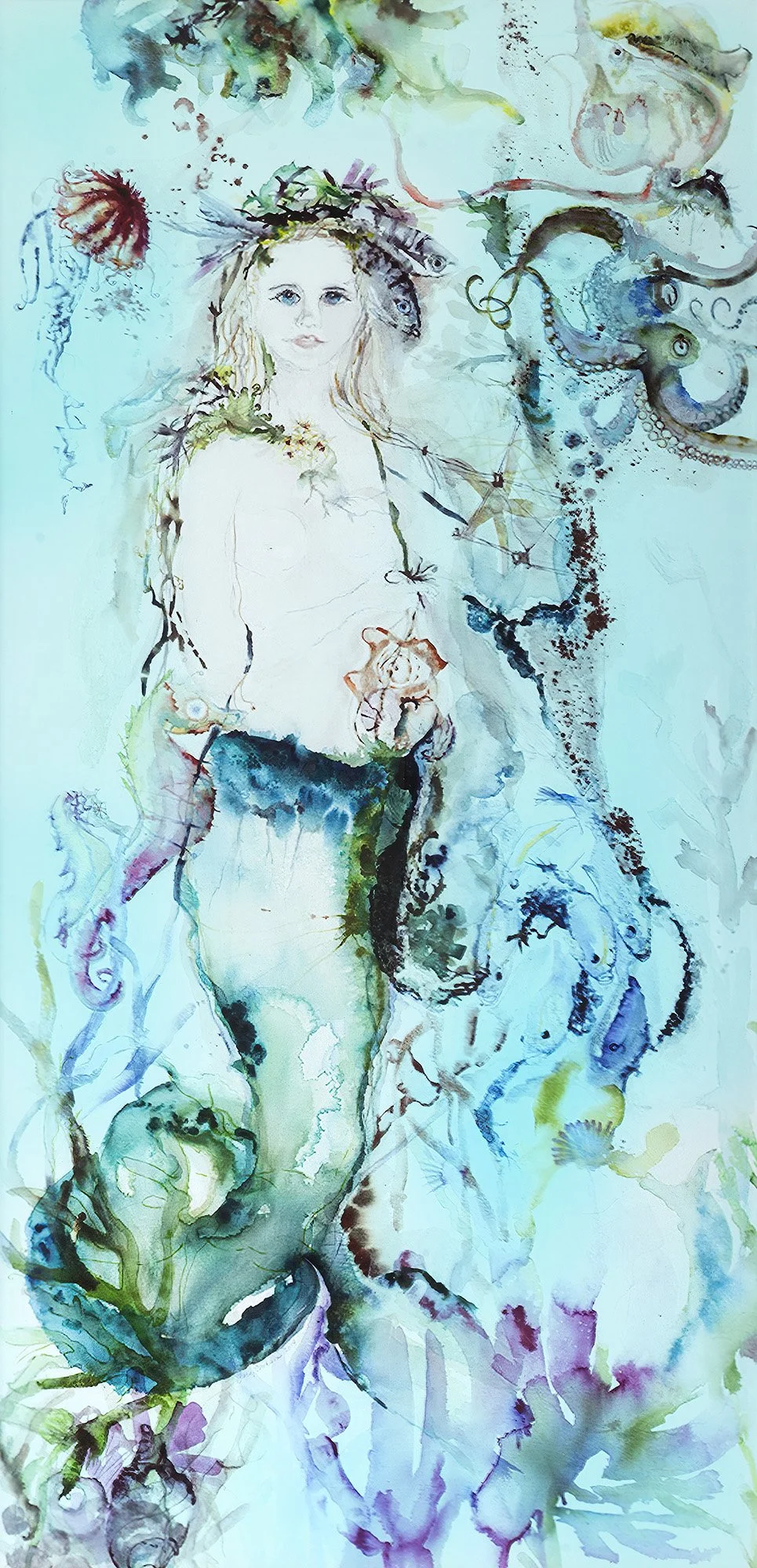 Allison's Mermaid (blue), 2014, Archival inkjet print, Framed: 74.5 x 39 inches