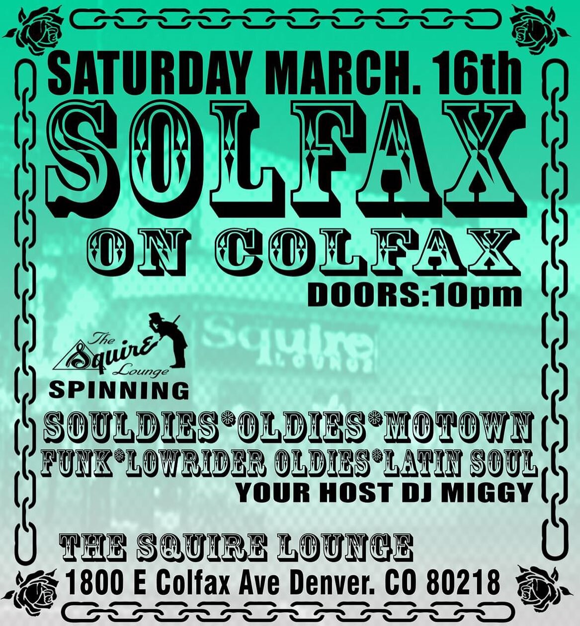 Souldies, Oldies, and Good times with @miggy7575 3.16 10pm @squirecolfaxdenver 

#squireloungedenver #colfaxbars #coldfax #colfaxlove #colfaxmusic #comepartywithus #squirelounge #squireloungecolfax #denverdivebars