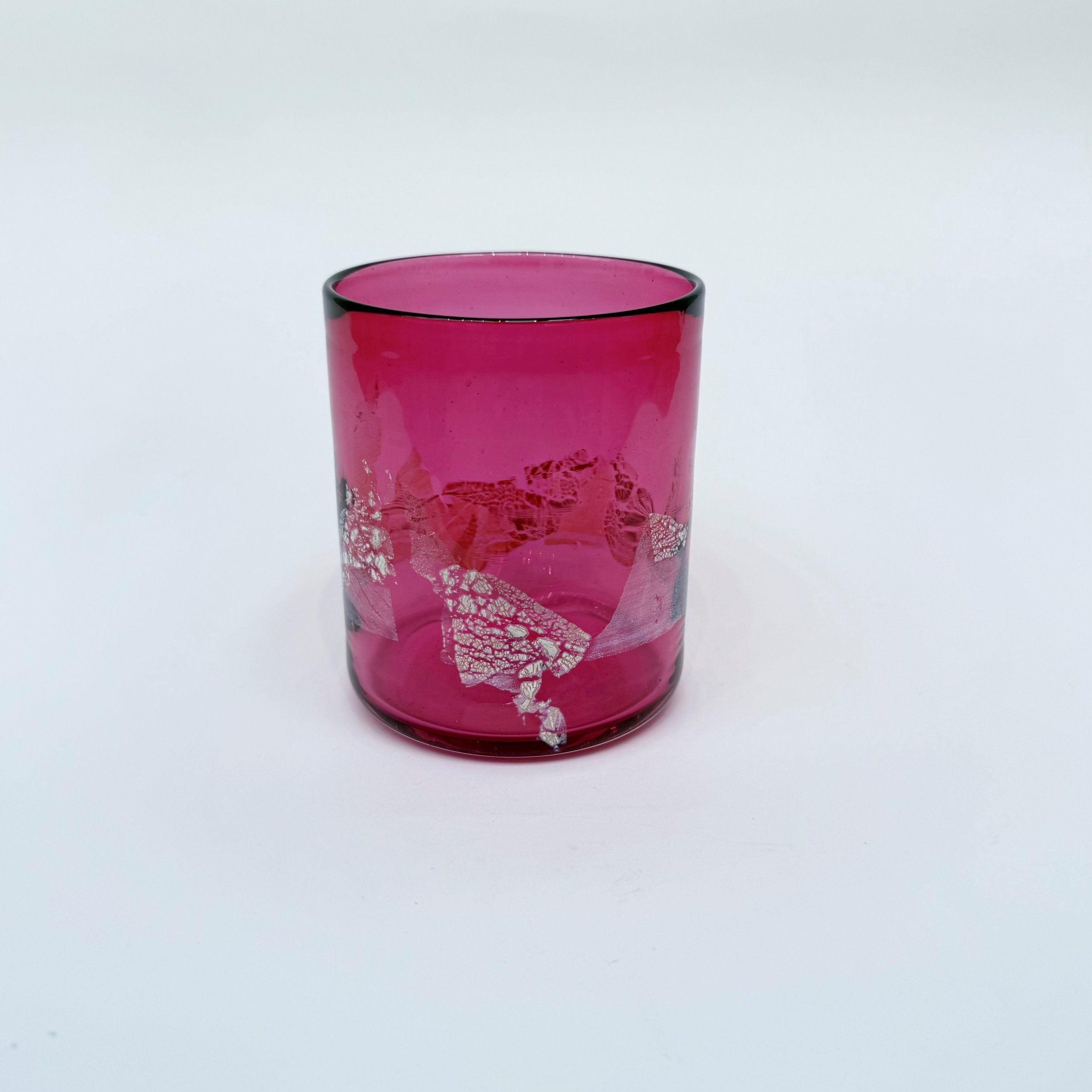 John Shoemaker: Pink Rocks Glass with Silver Leaf, JCS129