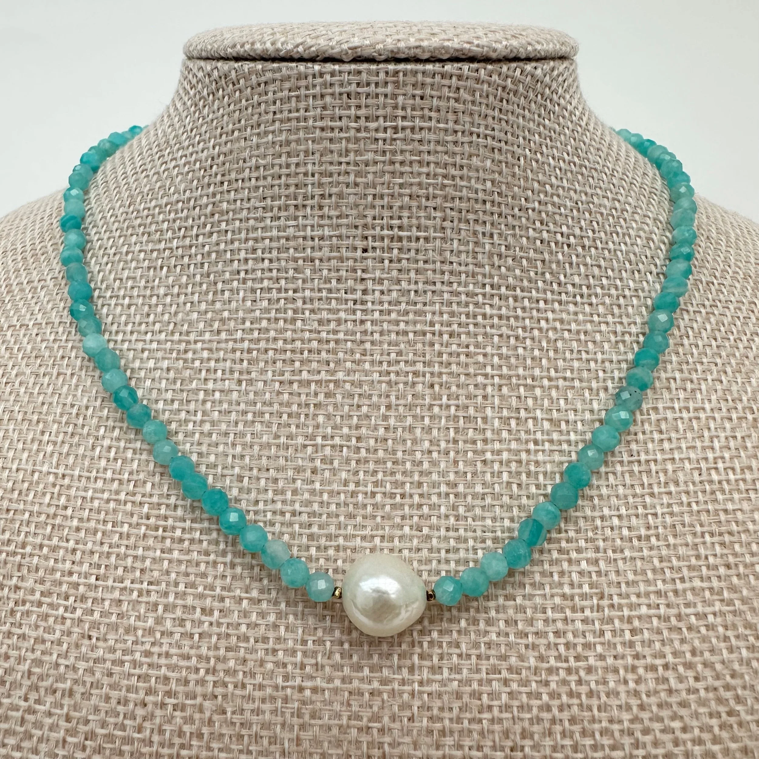 Tiffany Stroh: Amazonite and Pearl Necklace, TAS6