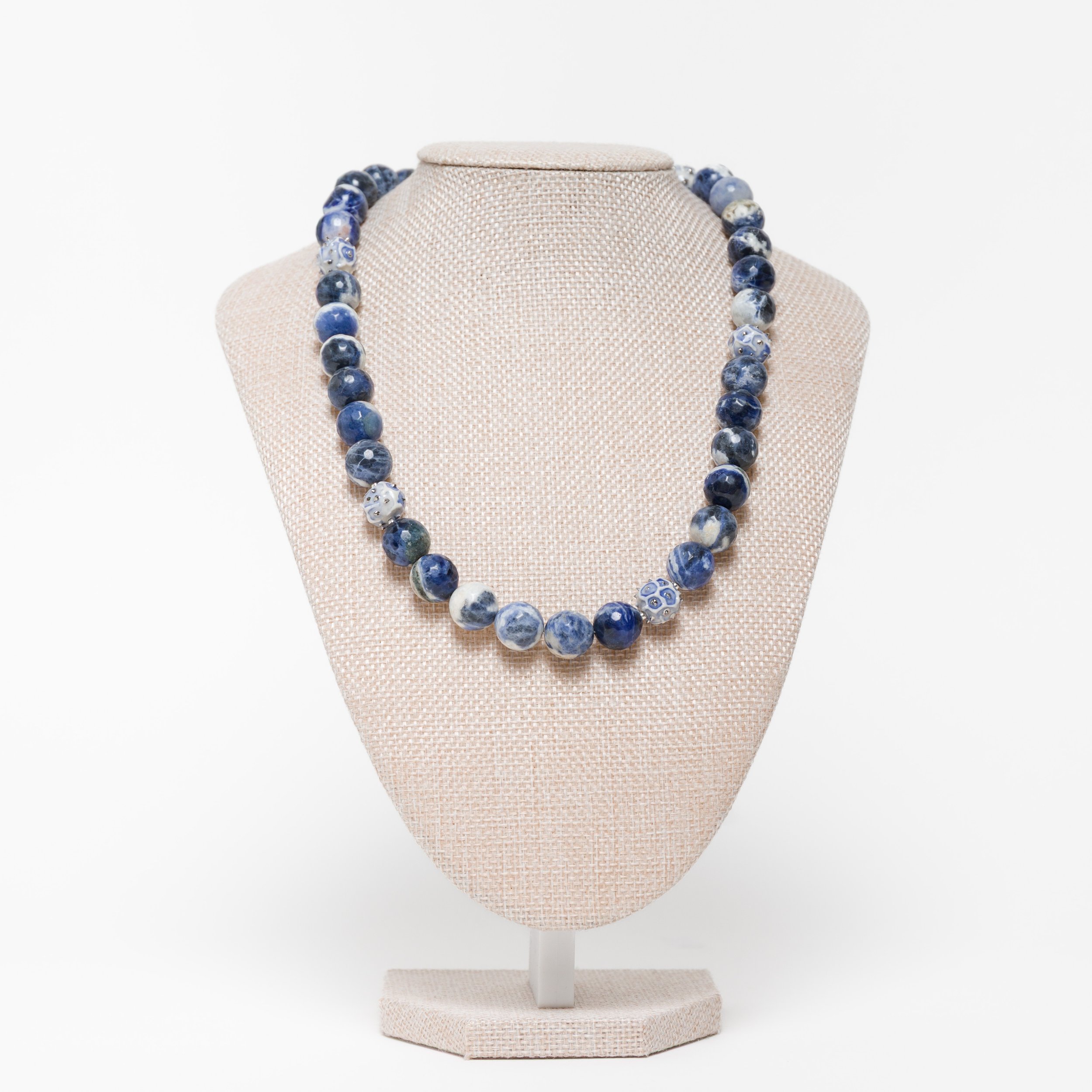 Maria Bruckman: Sodalite Necklace with Porcelain Bead, MB288