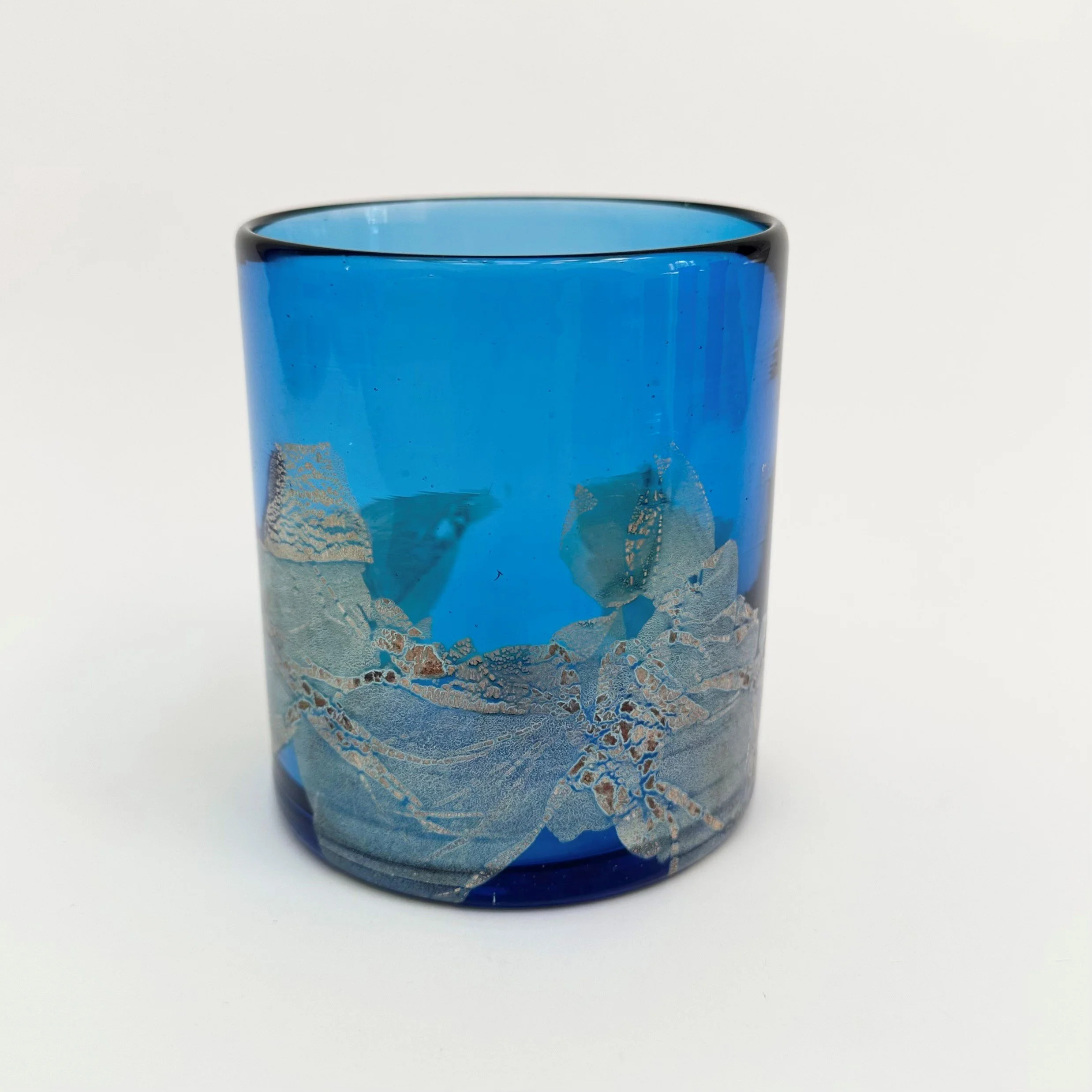 John Shoemaker: Blue Rocks Glass with Silver Leaf, JCS116