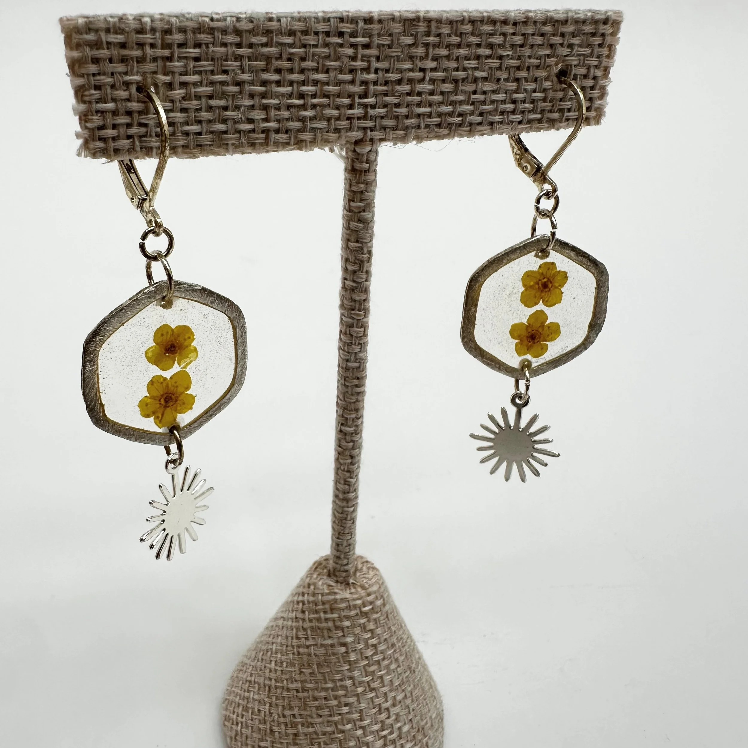 Ankita Shah: Earring:  Yellow Flowers with Sunburst Charm, AKS56