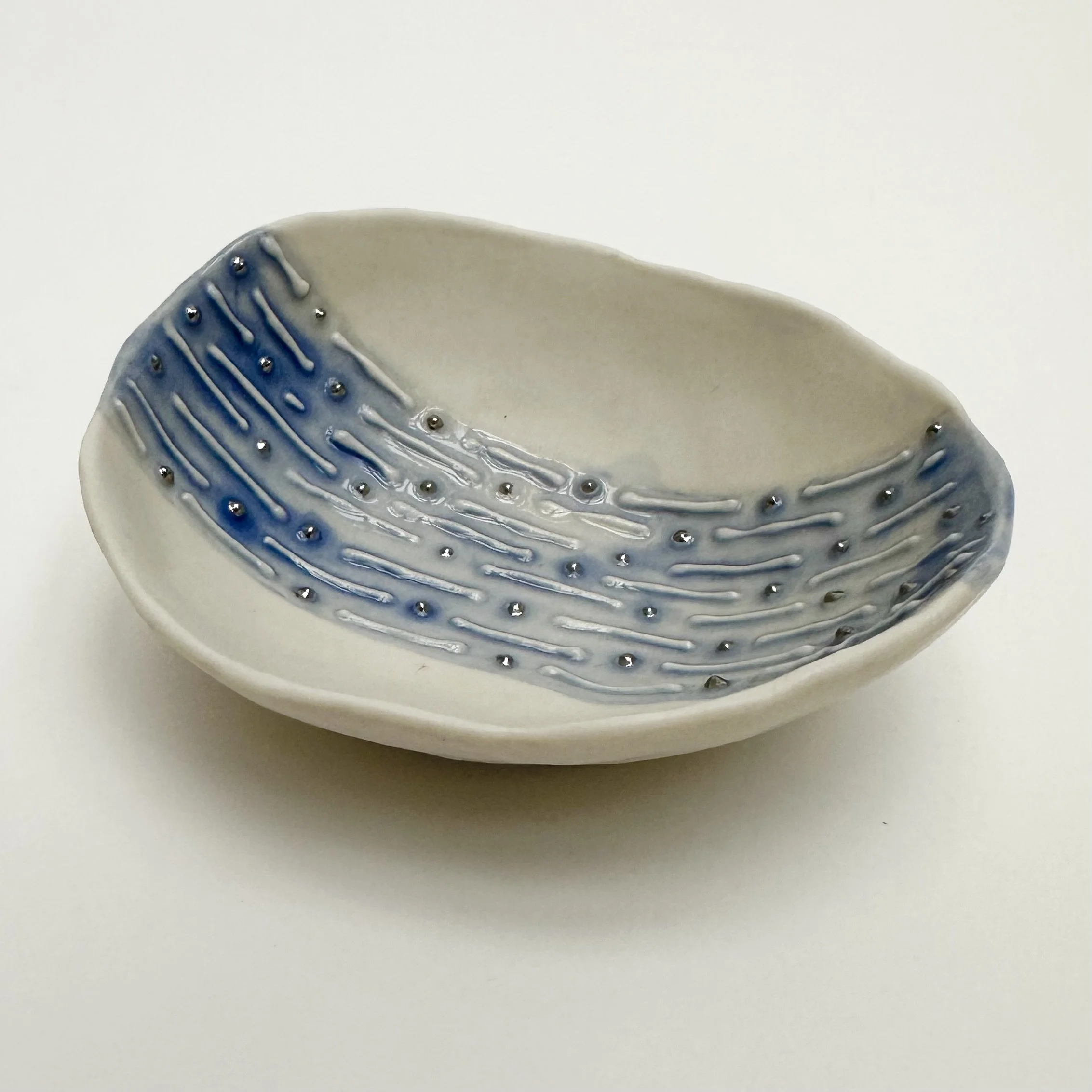 Maria Bruckman: Small Bowl with Blue & Silver Lines, MB267