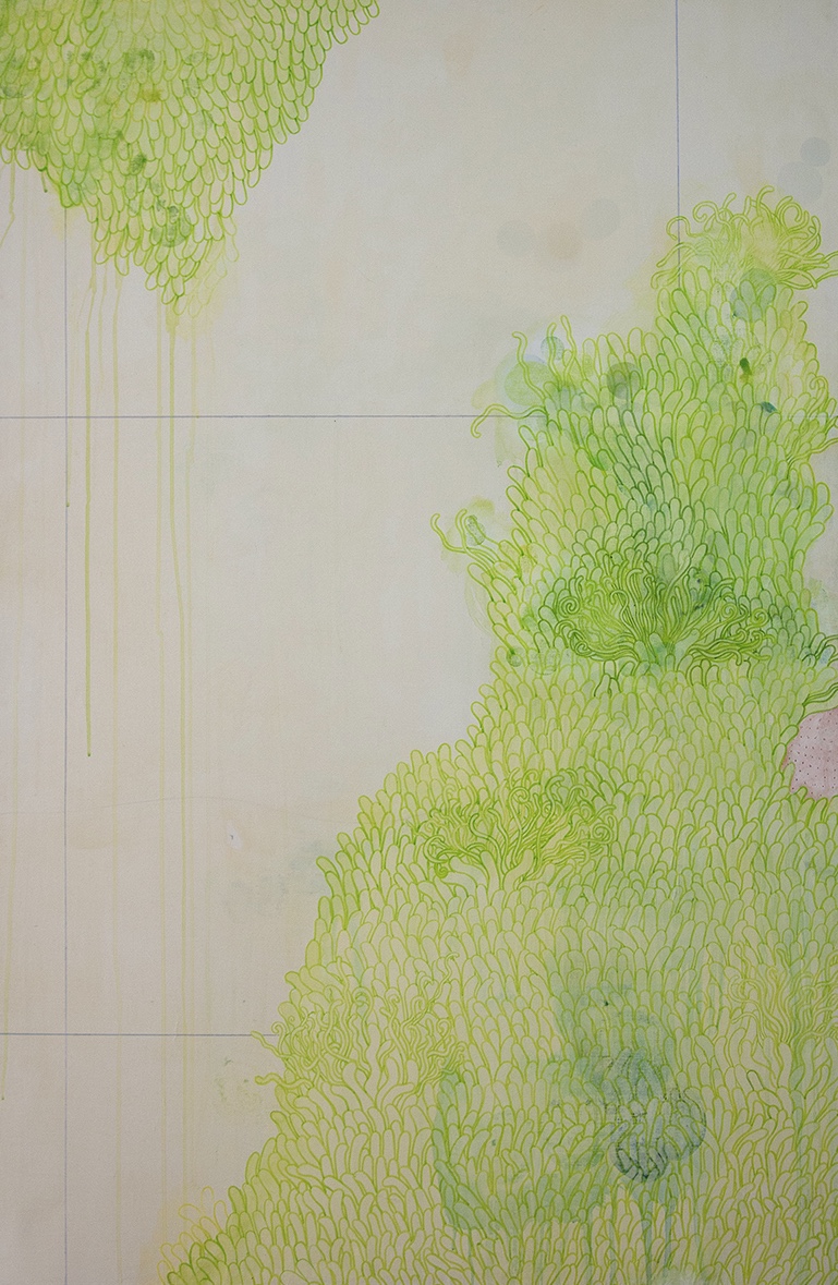 Overgrowth 1 (2018), acrylic ink and pigment marker on canvas, 96 x 146cm