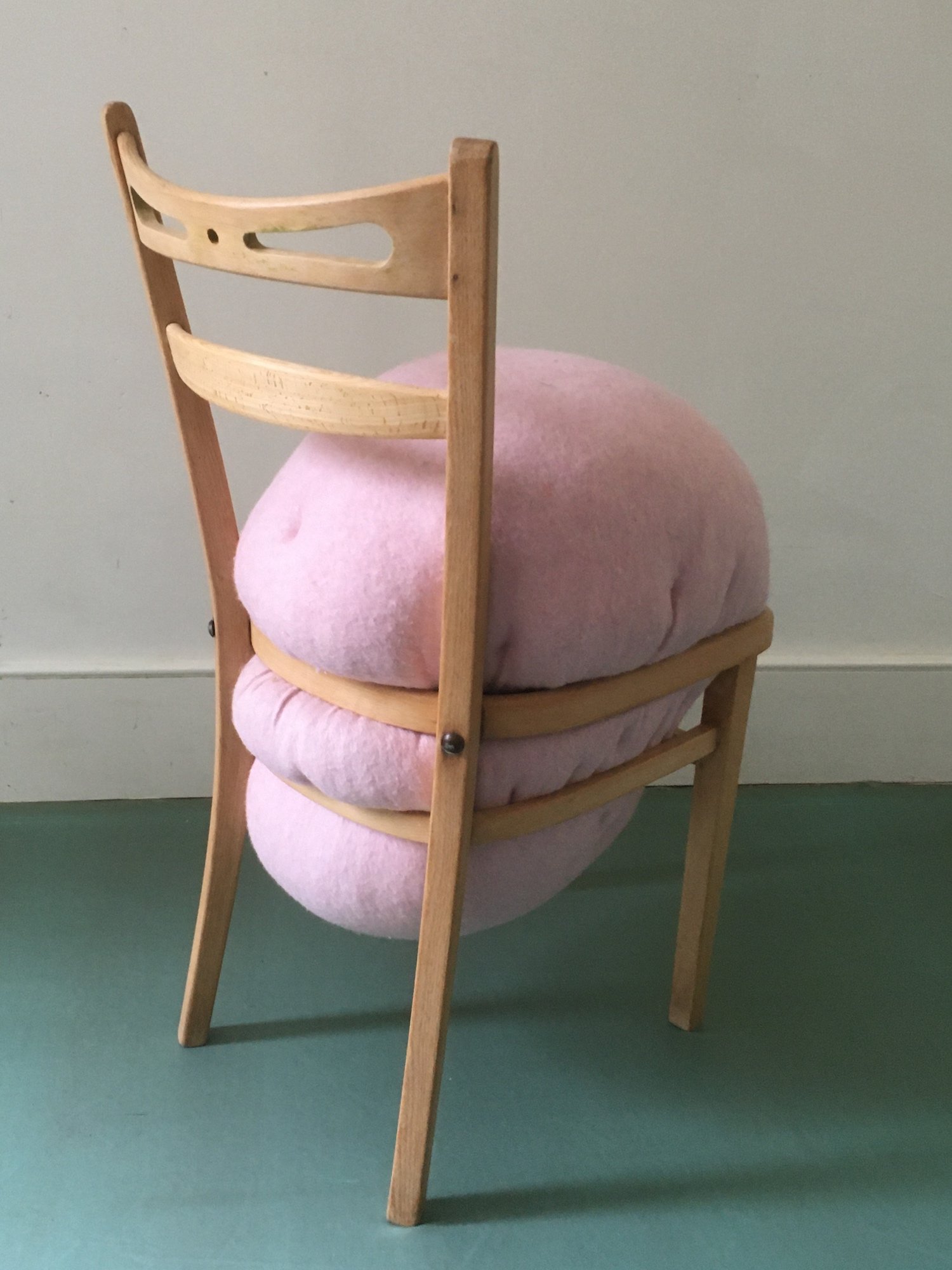     Chimera 2,  2020  found kitchen chair, boiled wool, recycled fibrefill, coconut coir and hessian 