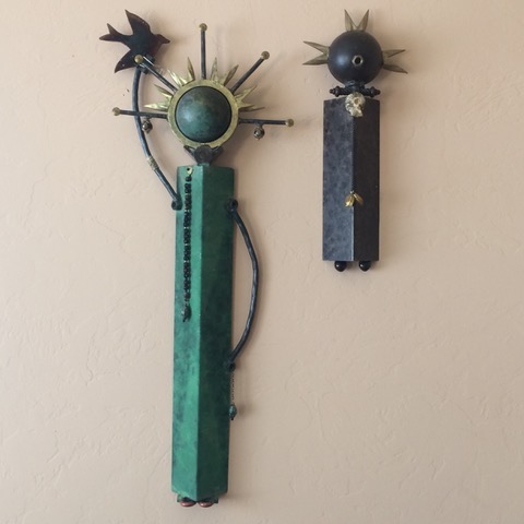 The smaller one is 8" wide by 18" tall. Larger one's dimensions will be provided soon.