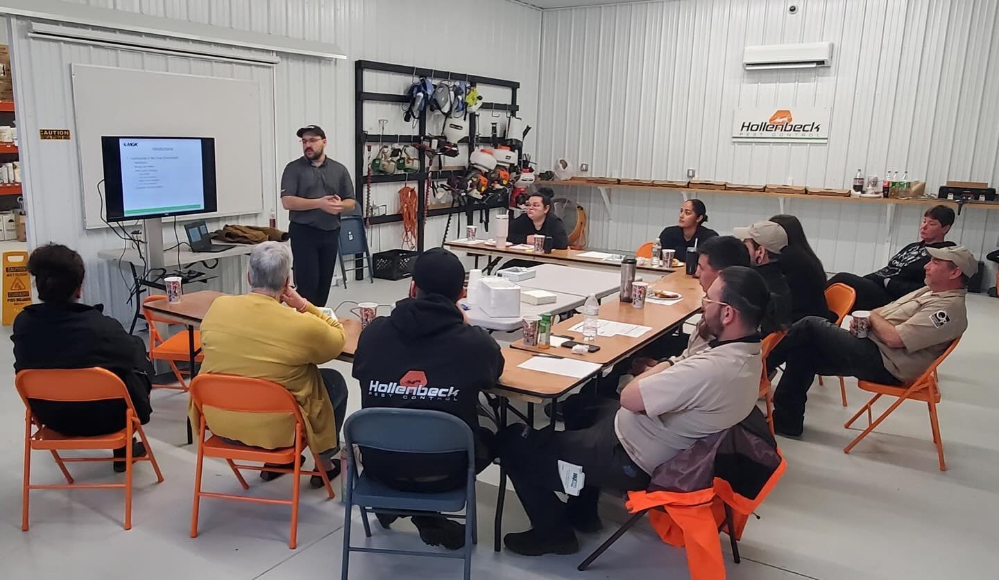 Thank you Felipe from MGK for the staff training. Discussed many important topics for the upcoming season. #MGK #pestcontrol #training #local #pestcontroltechnicians #roaches #ticks #insects