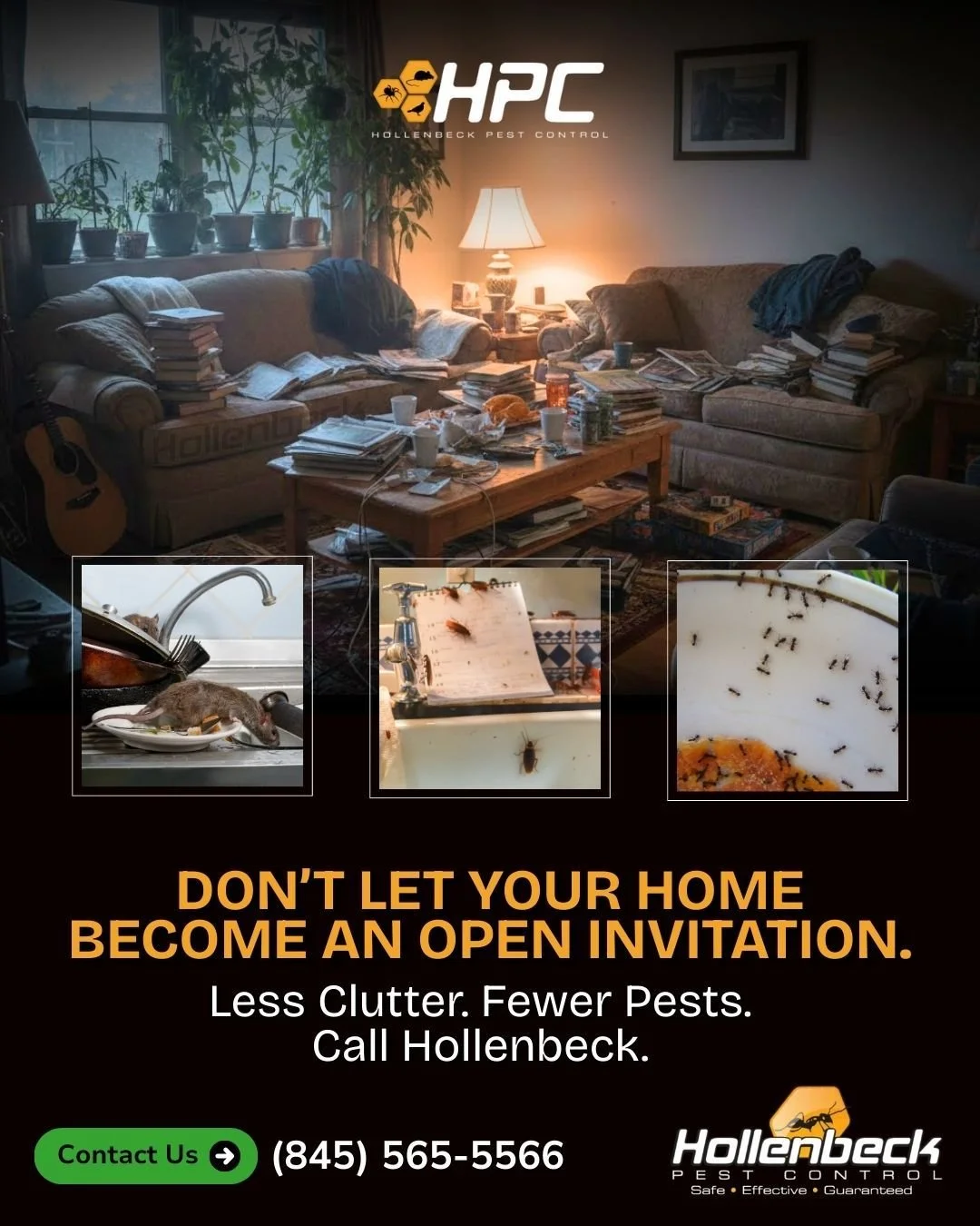 Clear the clutter and call in the pros to make sure pests don&rsquo;t stick around. 🏠🧹🧼🗑

📞(845) 565-5566

#pestcontrol #exterminator #shoplocal #smallbusiness #hudsonvalley #hollenbeck #residentialpestcontrol #interiorservice #exteriorservice #