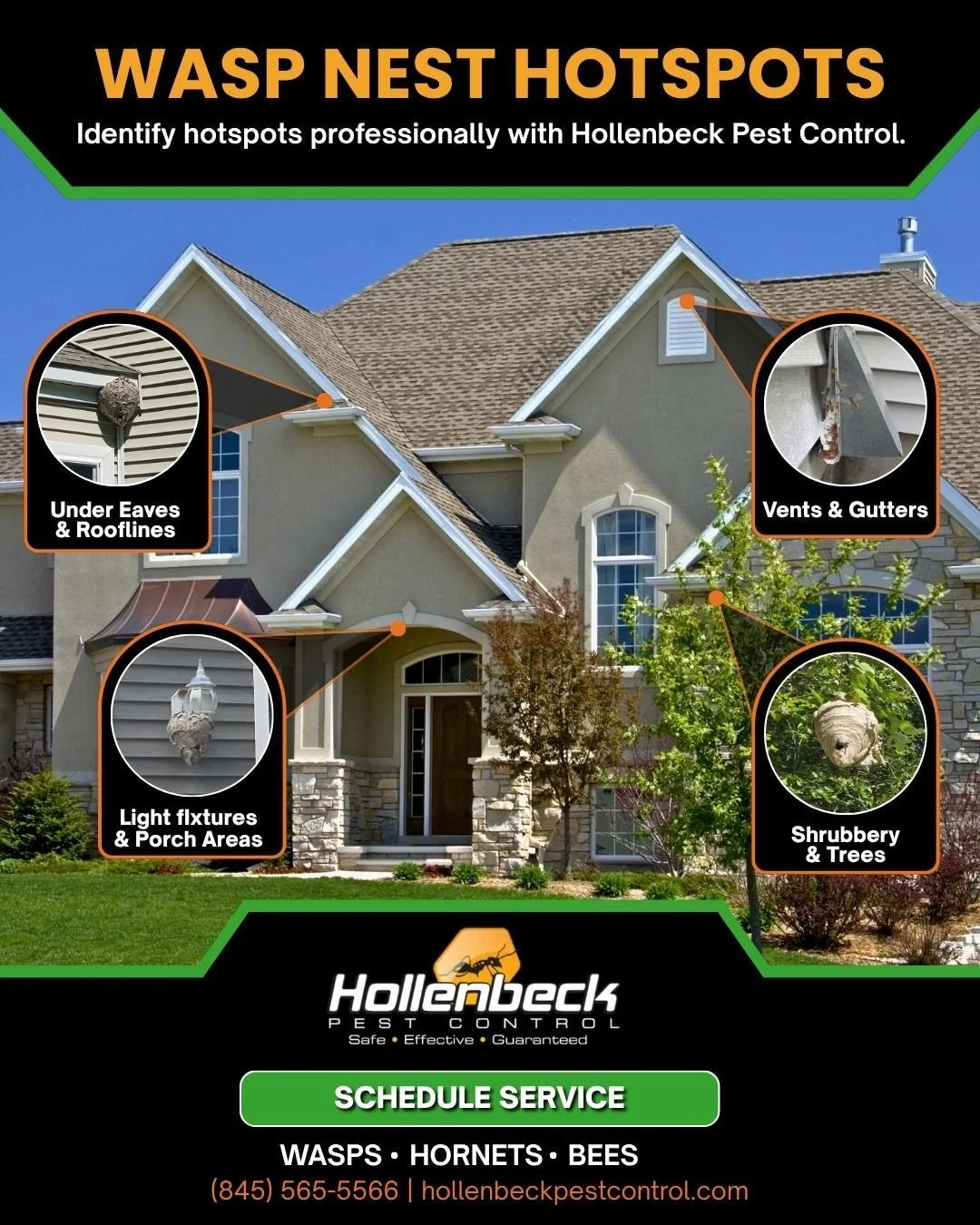 Wasps, hornets, and bees oh my, these pests know how to hide so stay ahead of the problem with Hollenbeck Pest Control!

📞(845) 565-5566

#pestcontrol #exterminator #shoplocal #smallbusiness #hudsonvalley #hollenbeck #residentialpestcontrol #interio