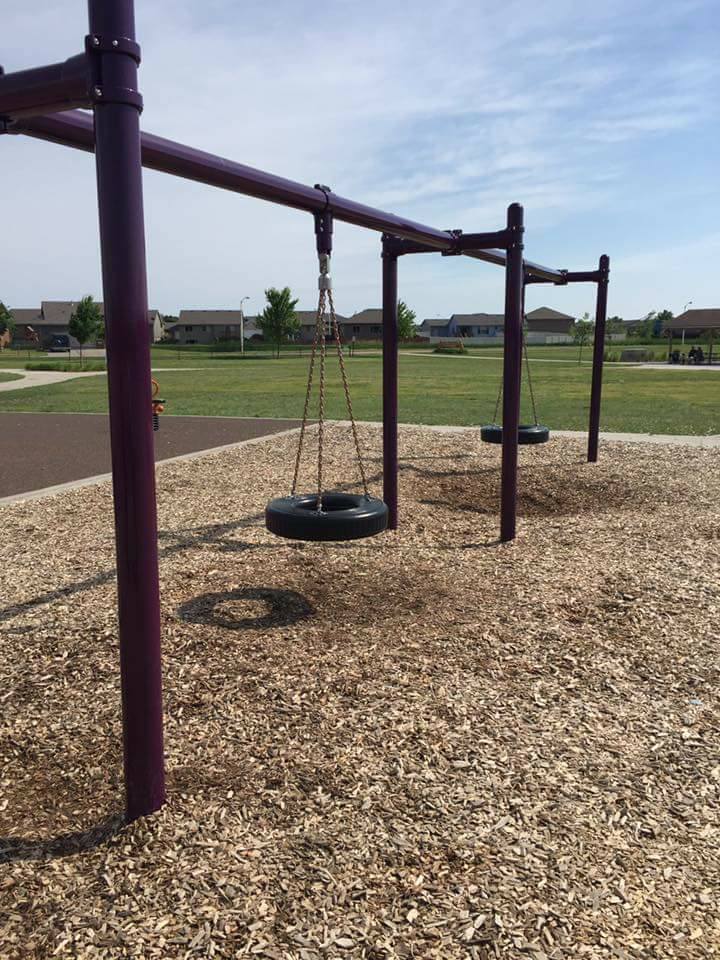  Tire swings on playground of R.F. Pettigrew Elementary School. 