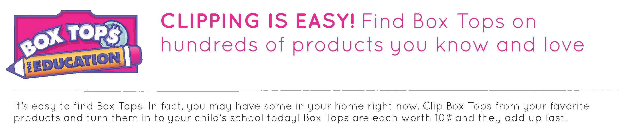 Boxtops for education information banner