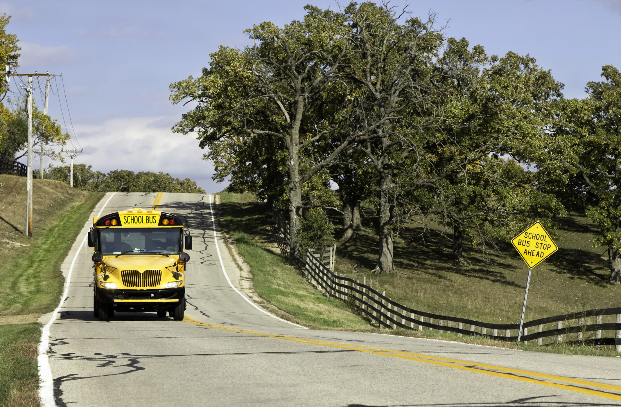 School bus on rural road