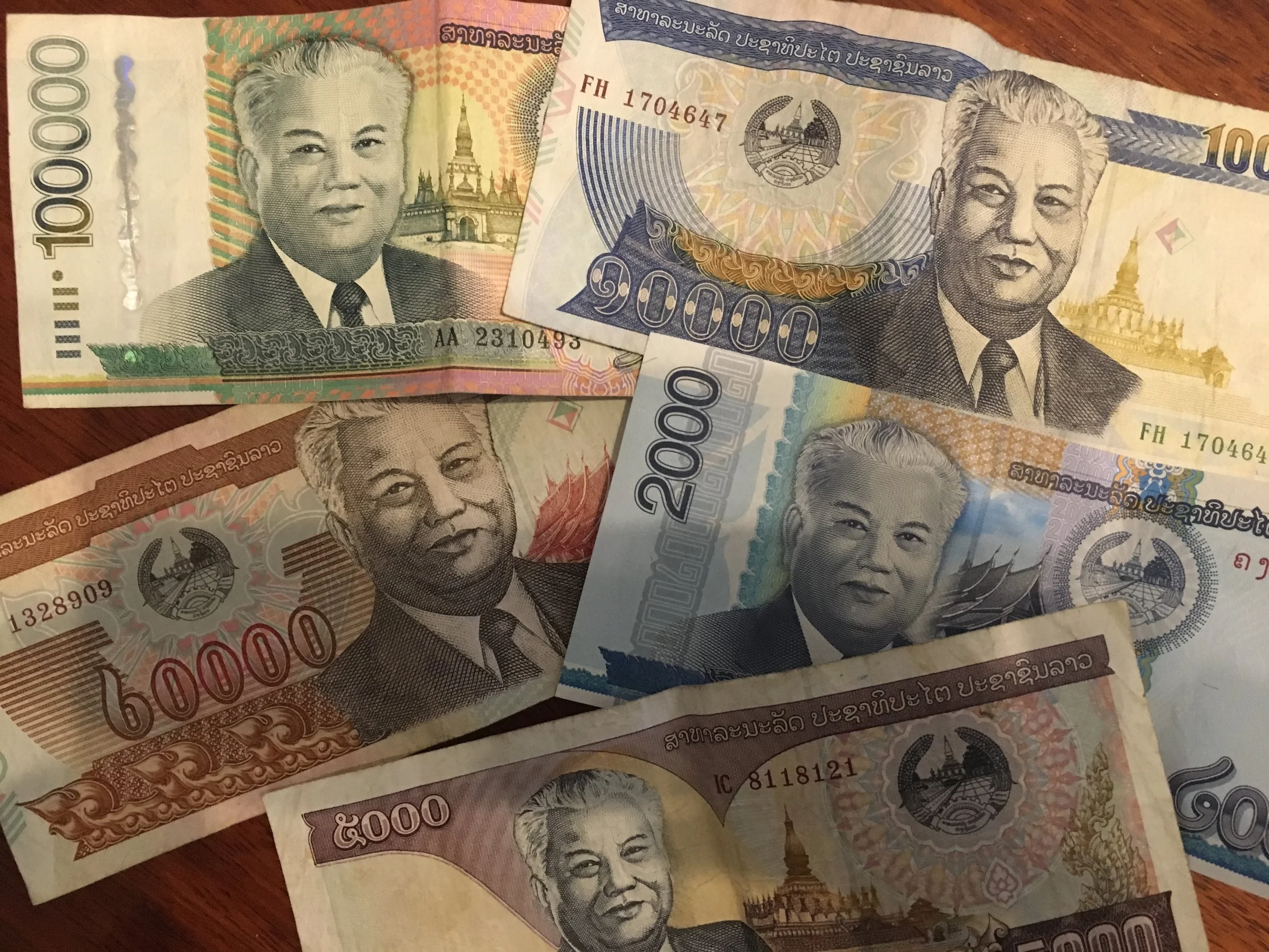 Kaysone Phomvihane's portrait is on nearly every denomination of Lao Kip. 